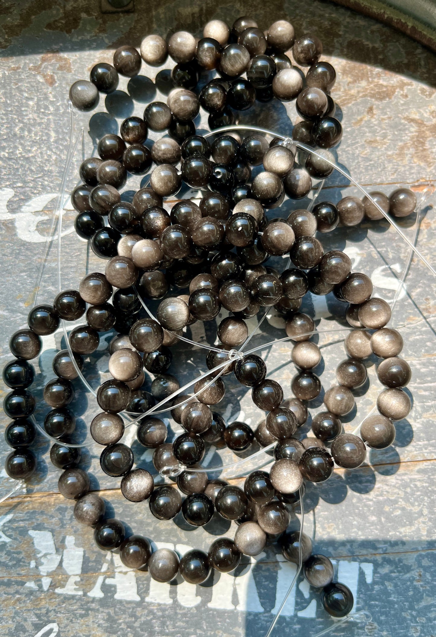 One (1) Gorgeous Silver Sheen Bead Strand | 8mm