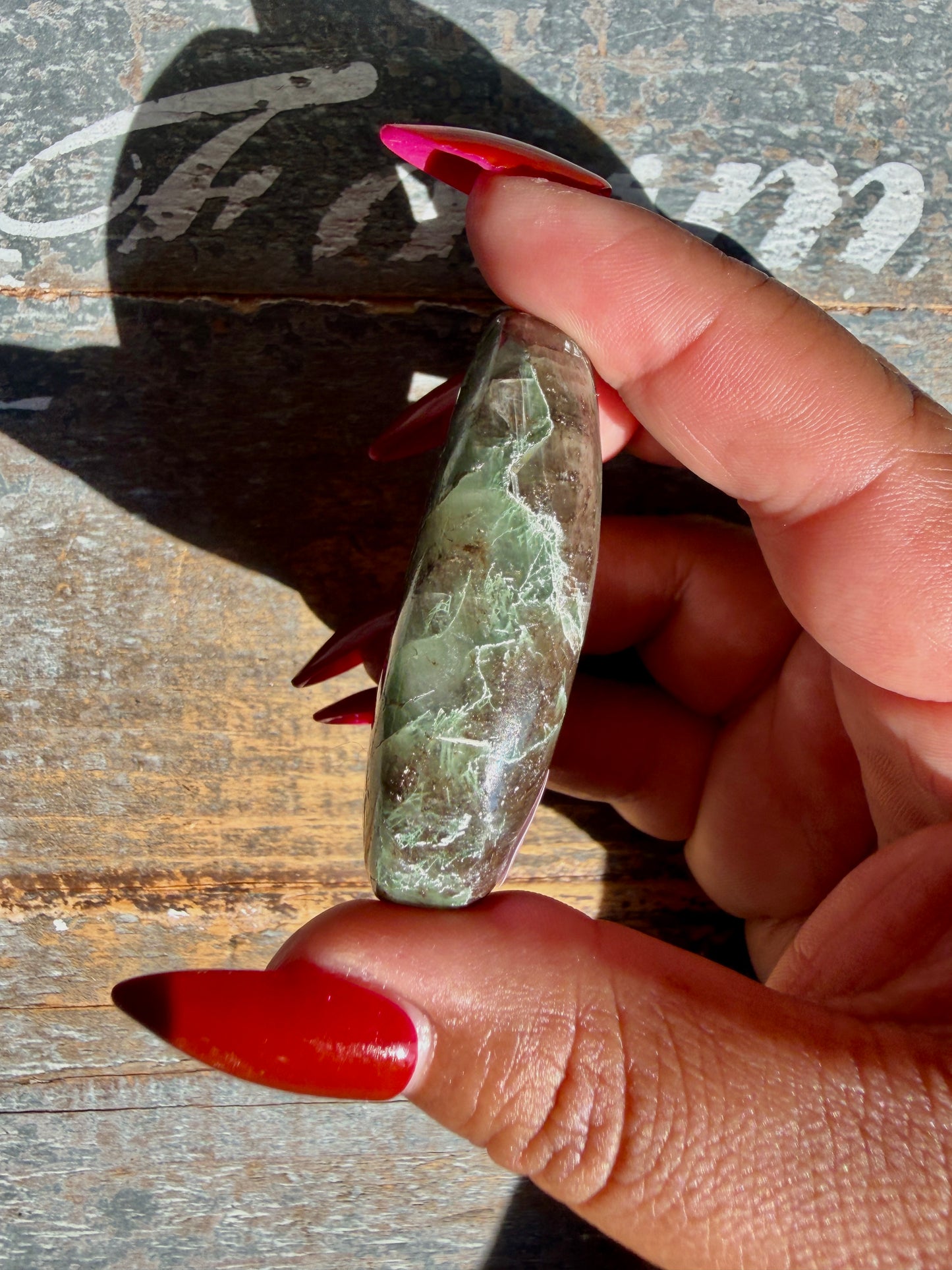 Gorgeous Optical Calcite + Moss Agate Combo Mineral Palm Stone | India | Opt 55
