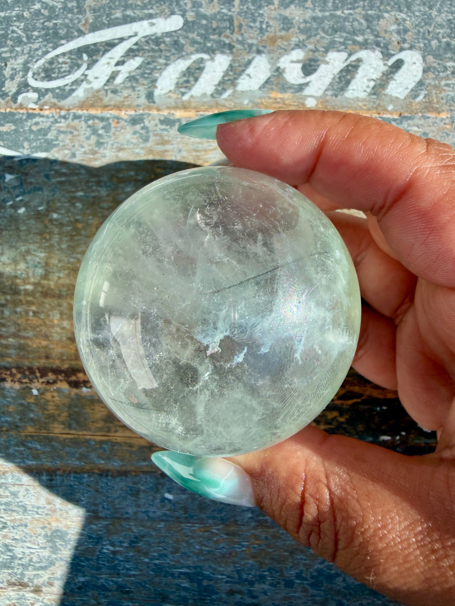 Gorgeous Stormy Water Fluorite Sphere | Opt 22