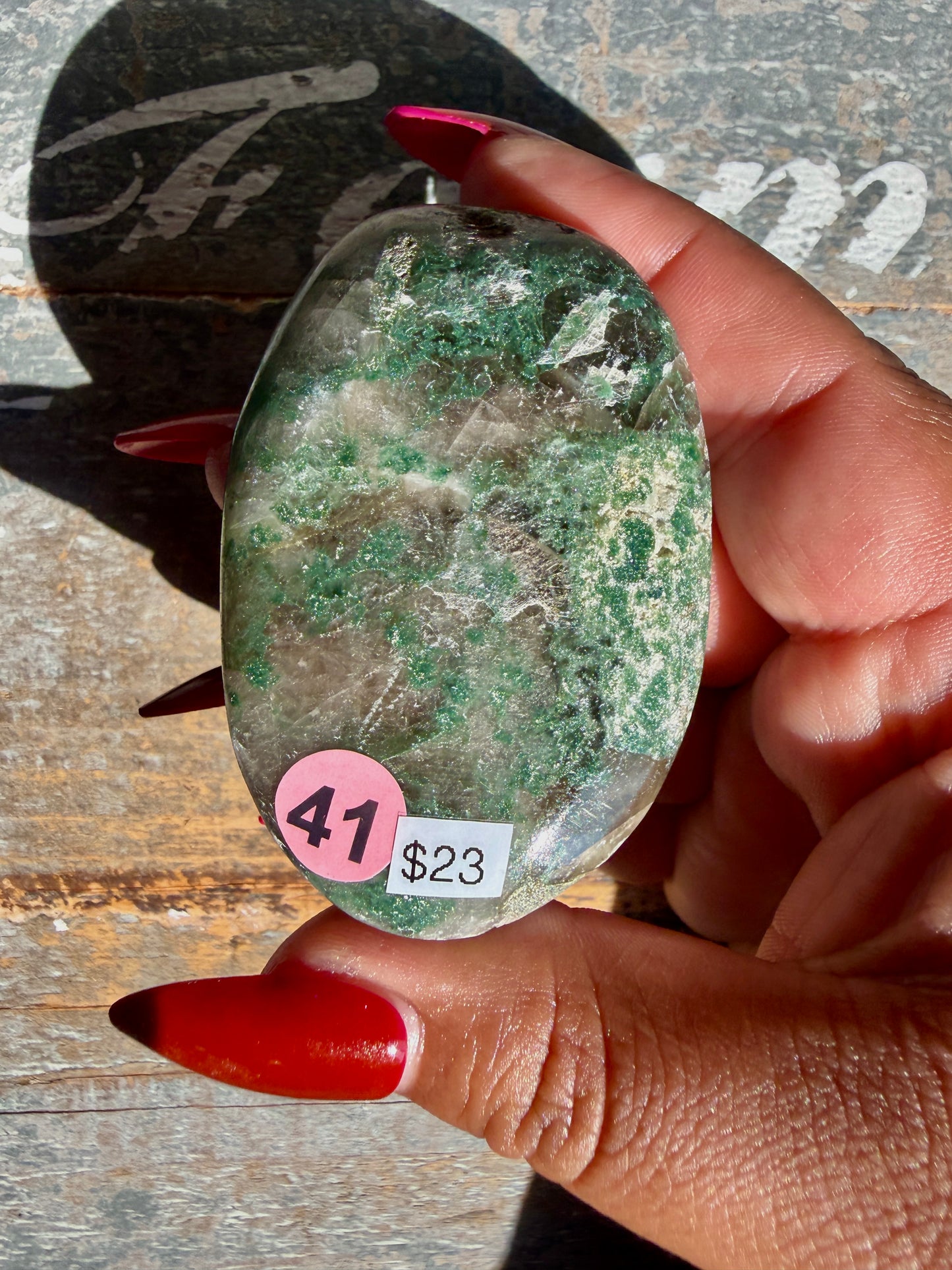 Gorgeous Optical Calcite + Moss Agate Combo Mineral Palm Stone | India | Opt 41