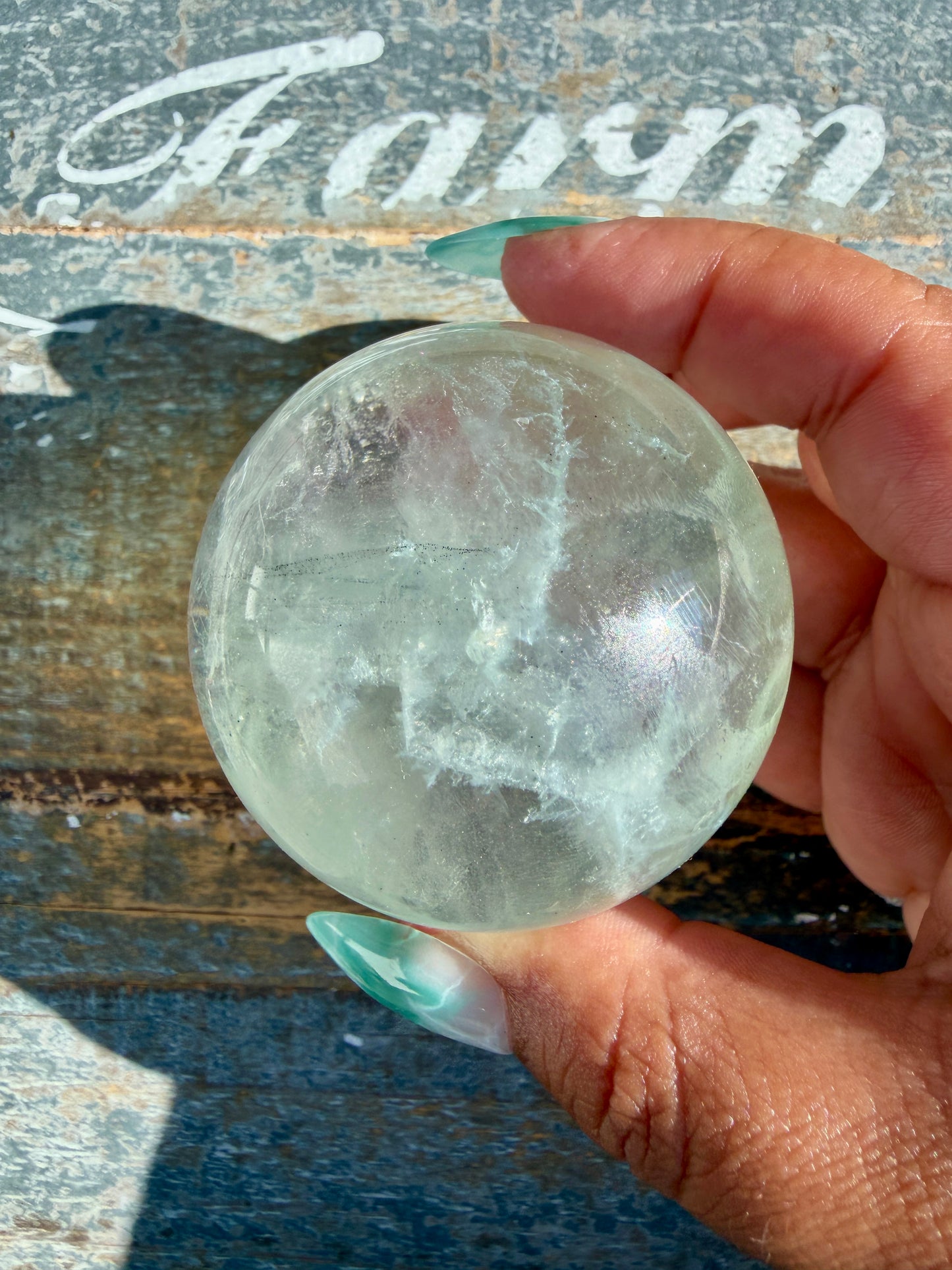 Gorgeous Stormy Water Fluorite Sphere | Opt 22