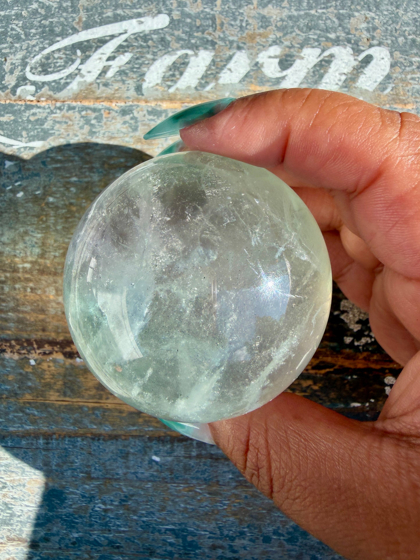 Gorgeous Stormy Water Fluorite Sphere | Opt 22