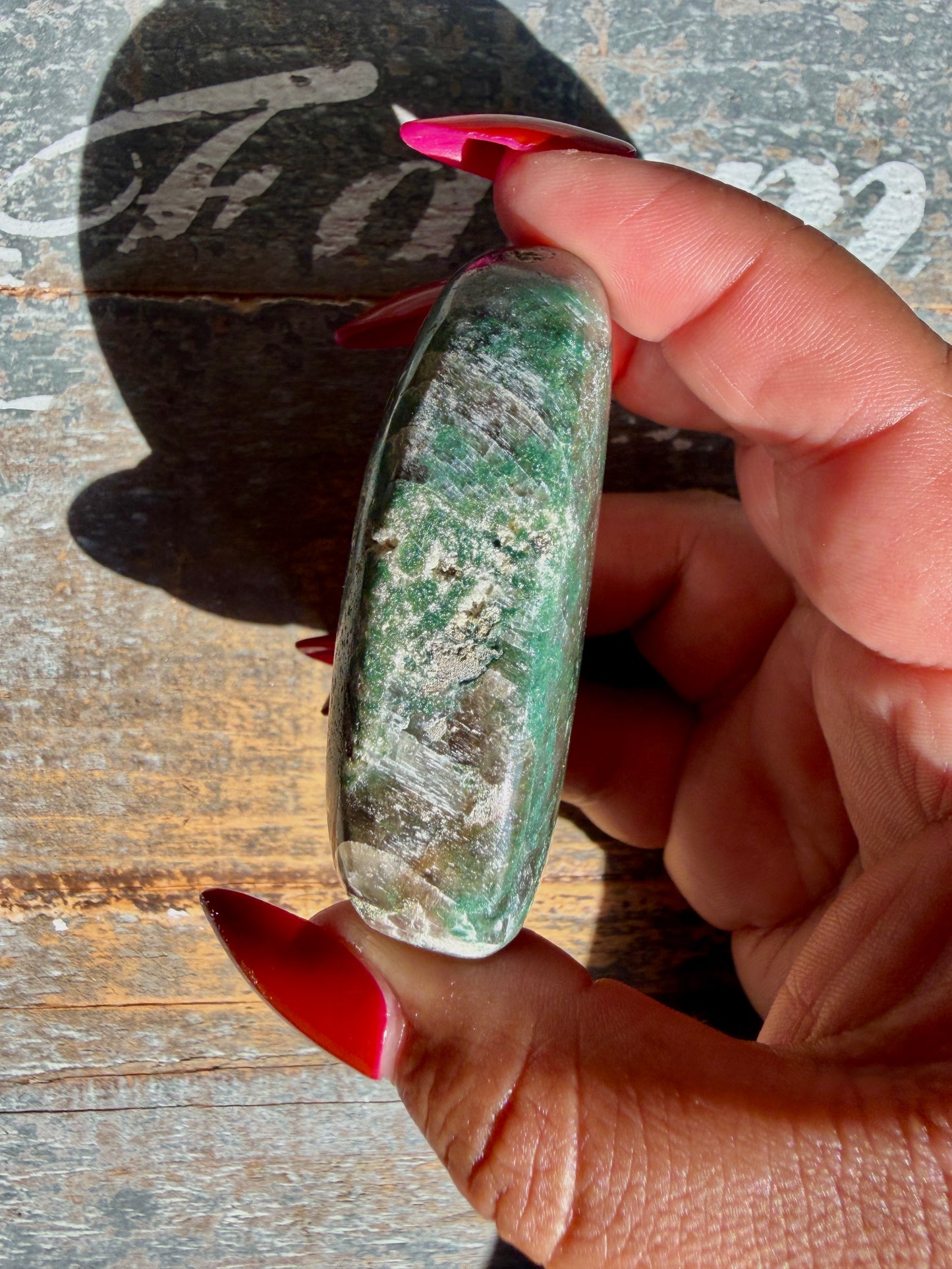 Gorgeous Optical Calcite + Moss Agate Combo Mineral Palm Stone | India | Opt 41
