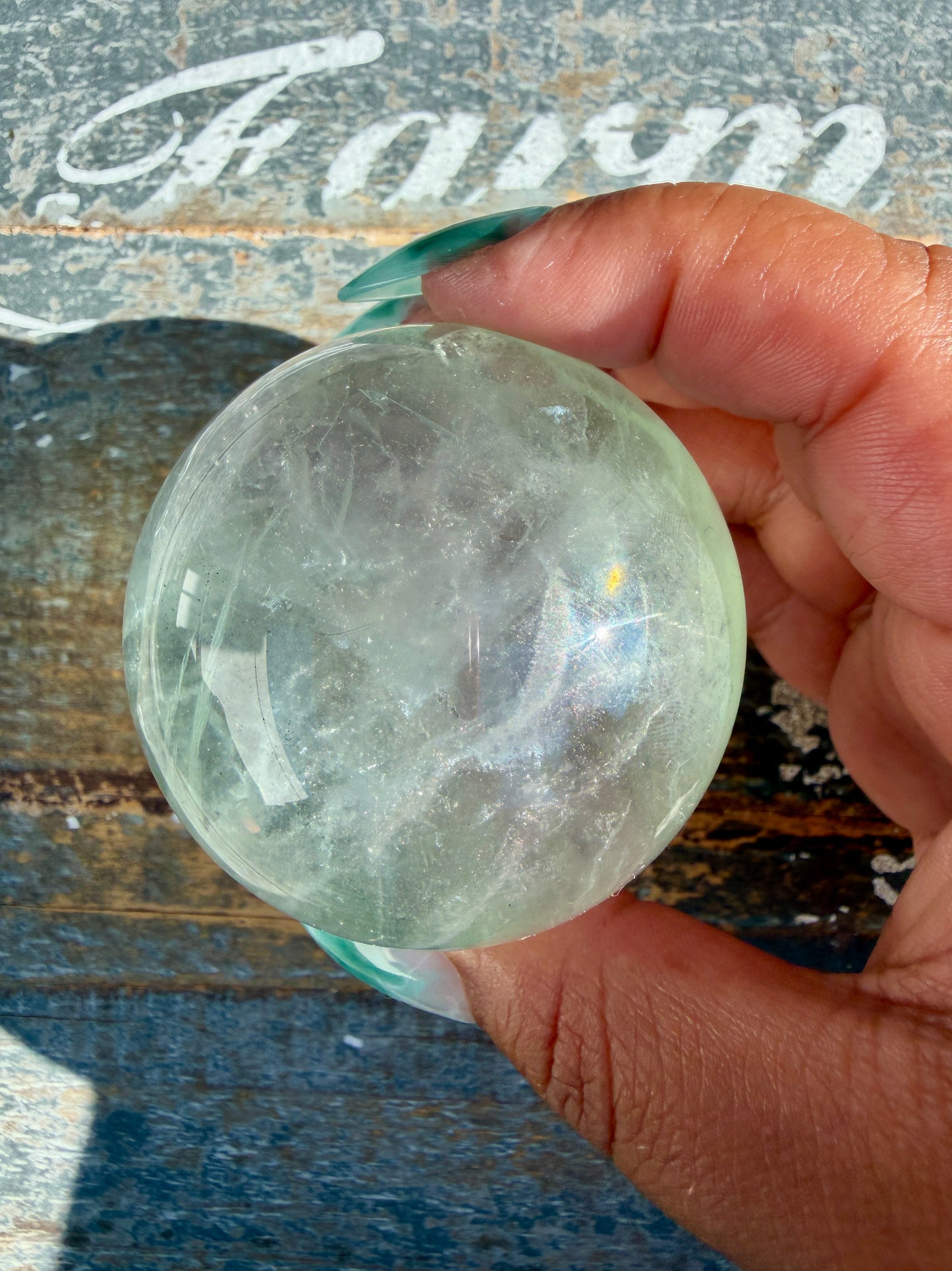 Gorgeous Stormy Water Fluorite Sphere | Opt 22