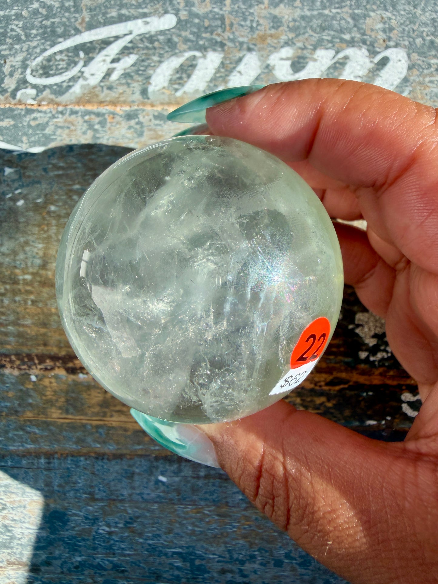 Gorgeous Stormy Water Fluorite Sphere | Opt 22