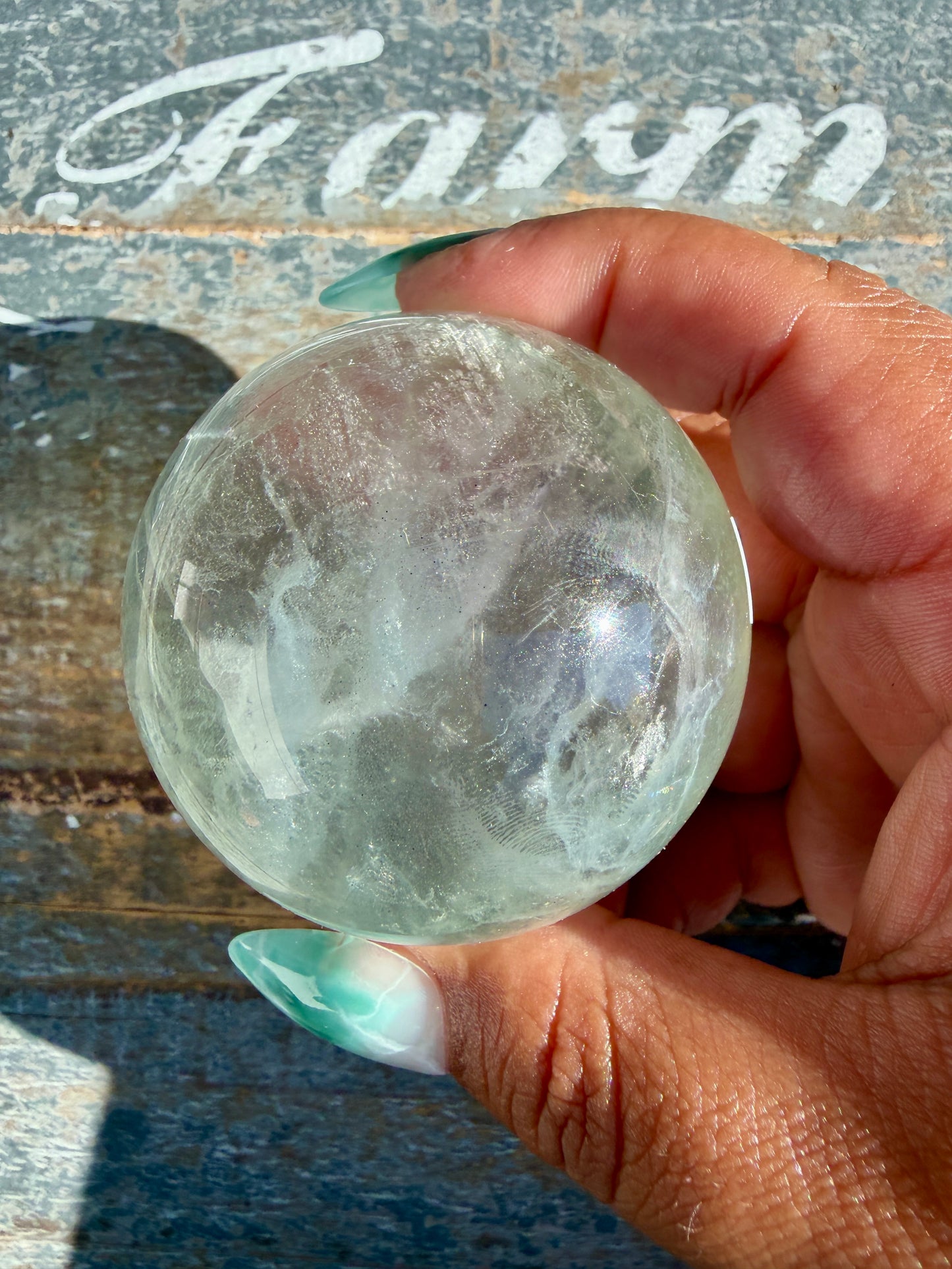 Gorgeous Stormy Water Fluorite Sphere | Opt 22