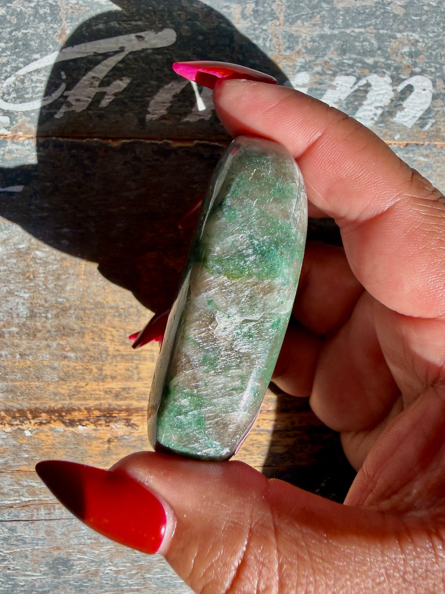 Gorgeous Optical Calcite + Moss Agate Combo Mineral Palm Stone | India | Opt 41
