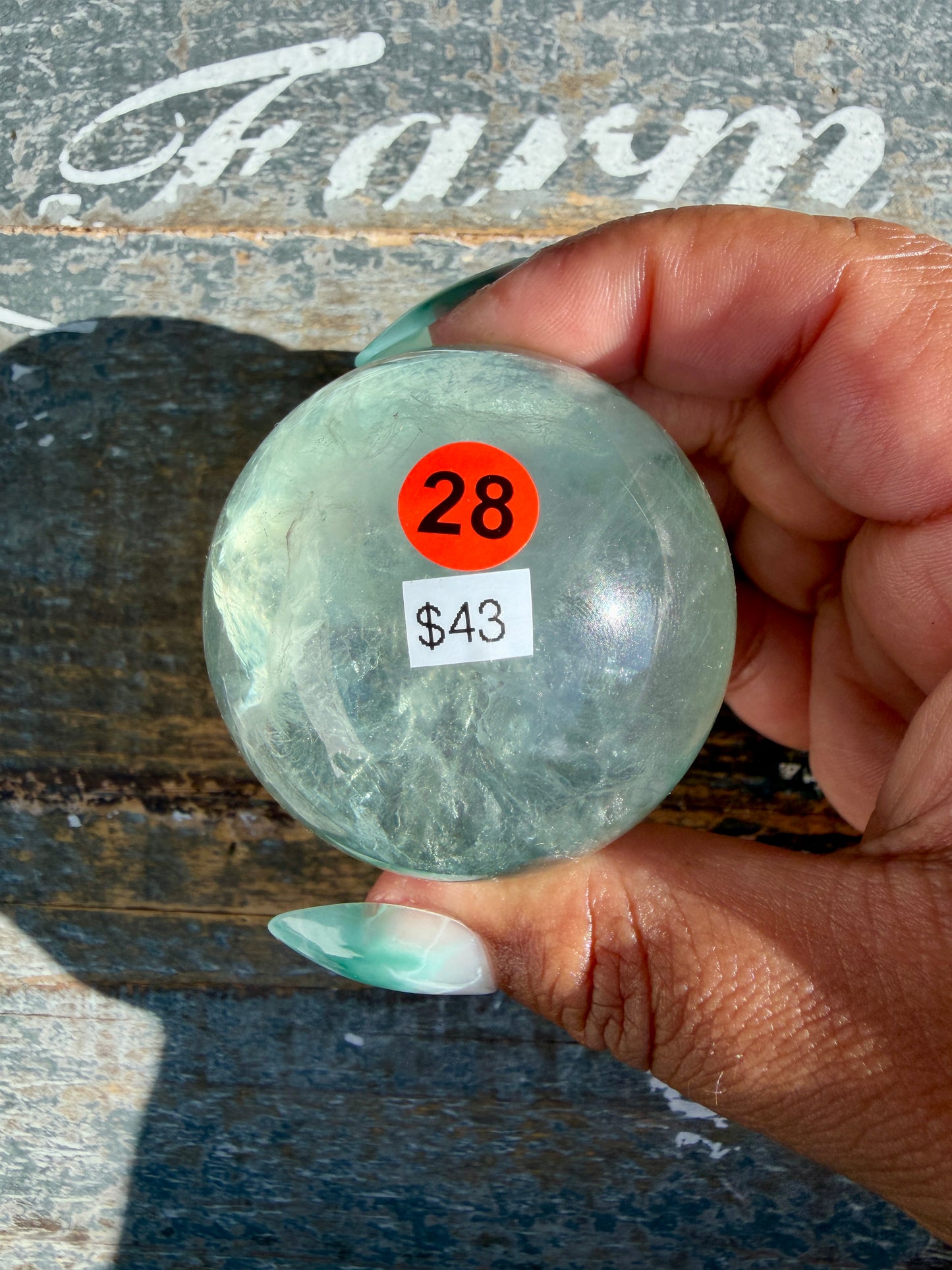 Gorgeous Stormy Water Fluorite Sphere | Opt 28