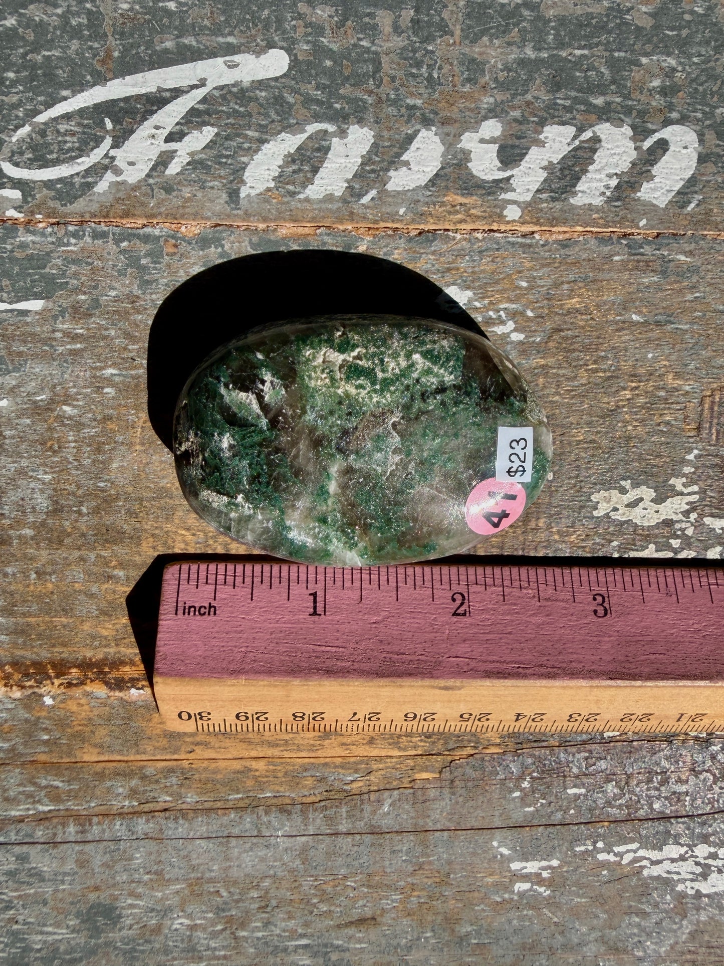 Gorgeous Optical Calcite + Moss Agate Combo Mineral Palm Stone | India | Opt 41