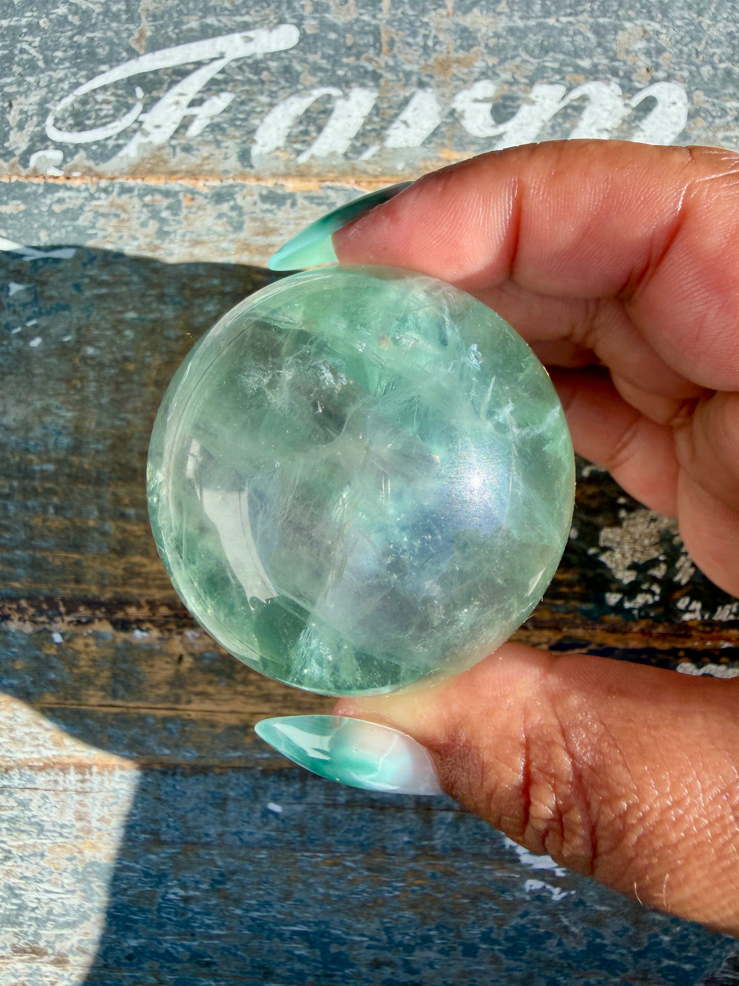 Gorgeous Stormy Water Fluorite Sphere | Opt 28