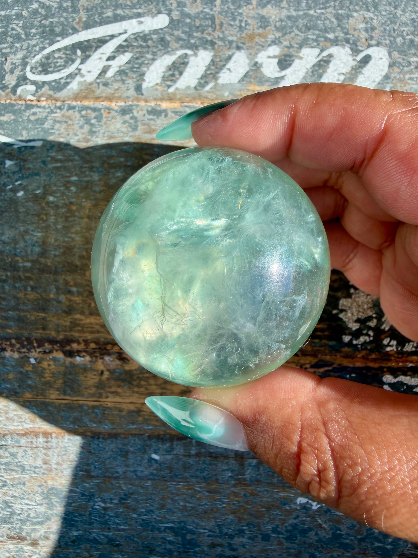 Gorgeous Stormy Water Fluorite Sphere | Opt 28