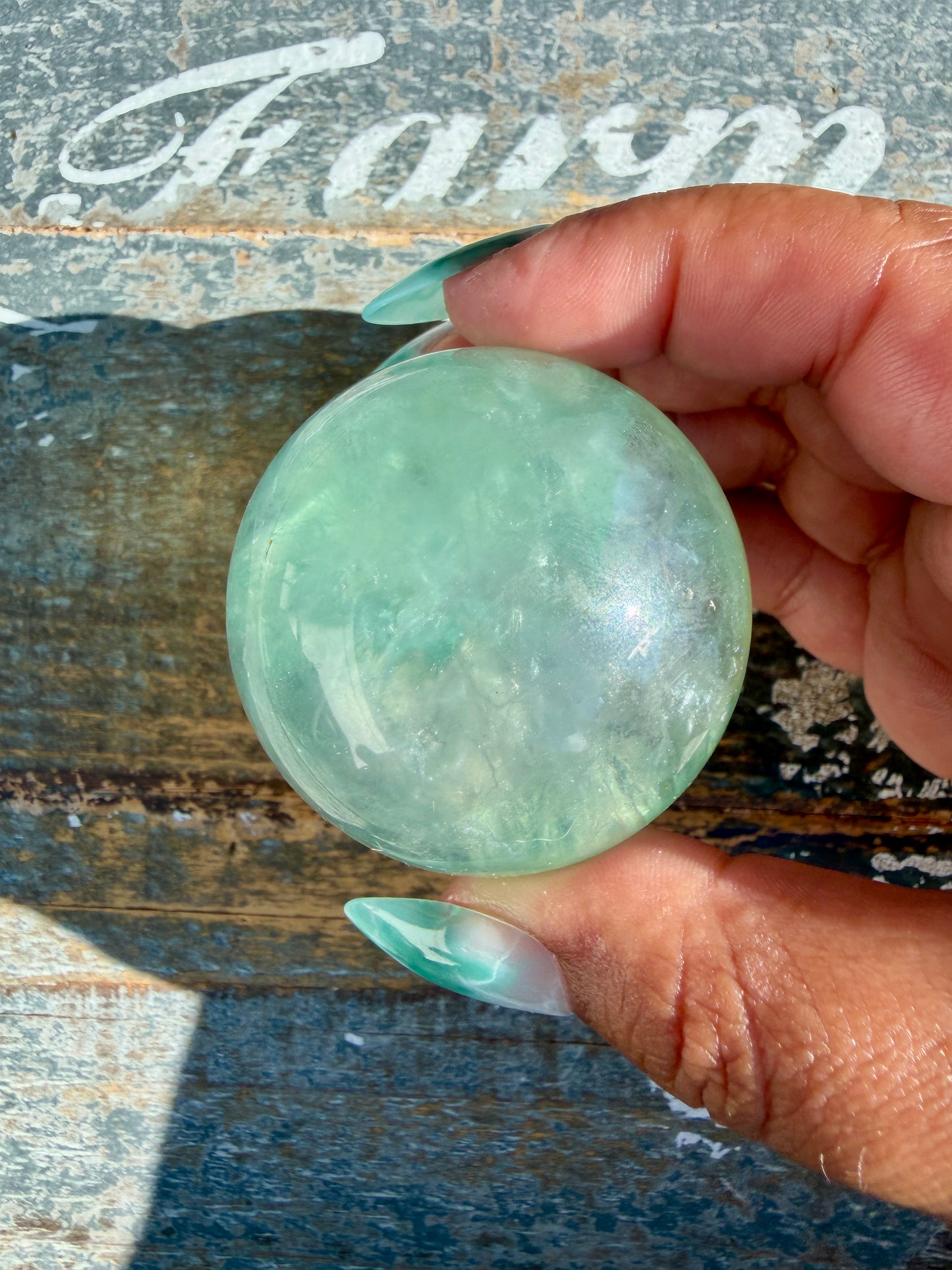 Gorgeous Stormy Water Fluorite Sphere | Opt 28
