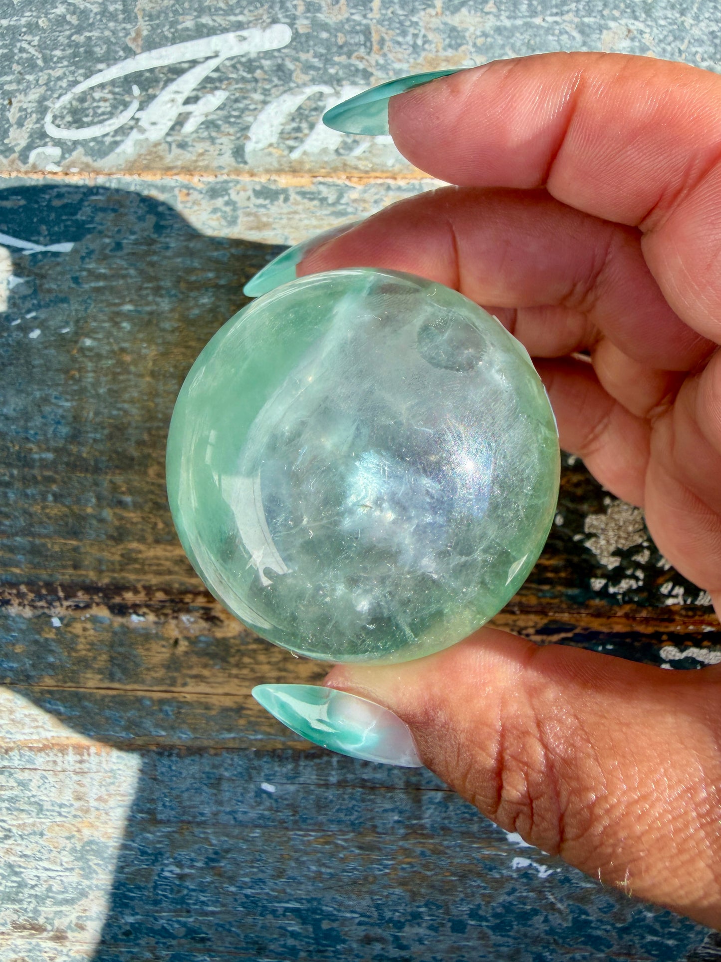 Gorgeous Stormy Water Fluorite Sphere | Opt 28