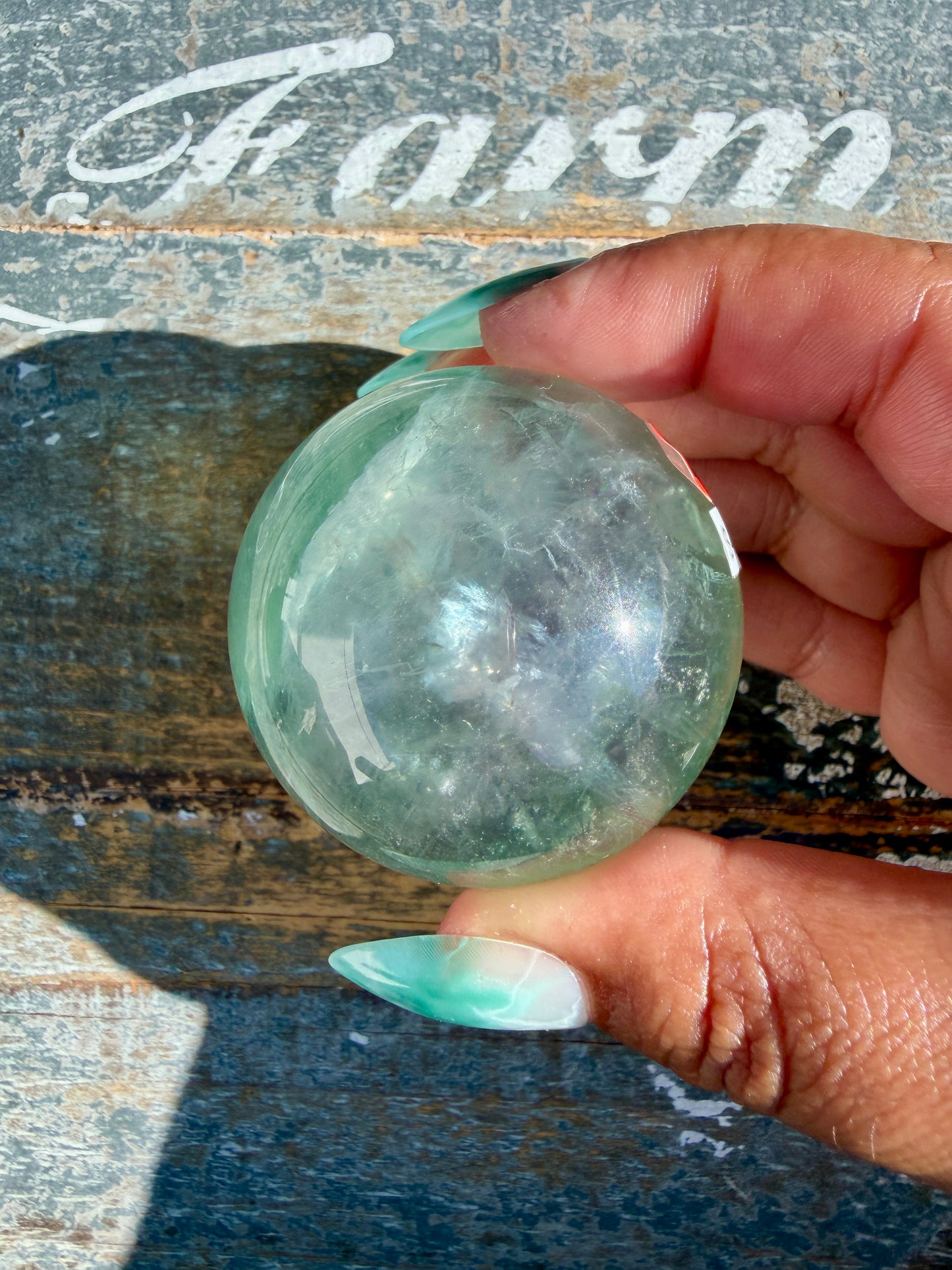 Gorgeous Stormy Water Fluorite Sphere | Opt 28
