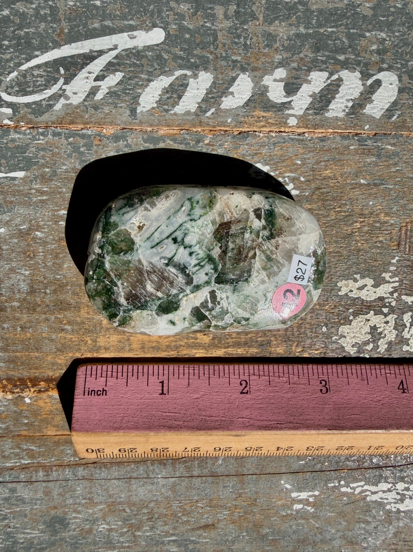 Gorgeous Optical Calcite + Moss Agate Combo Mineral Palm Stone | India | Opt 42