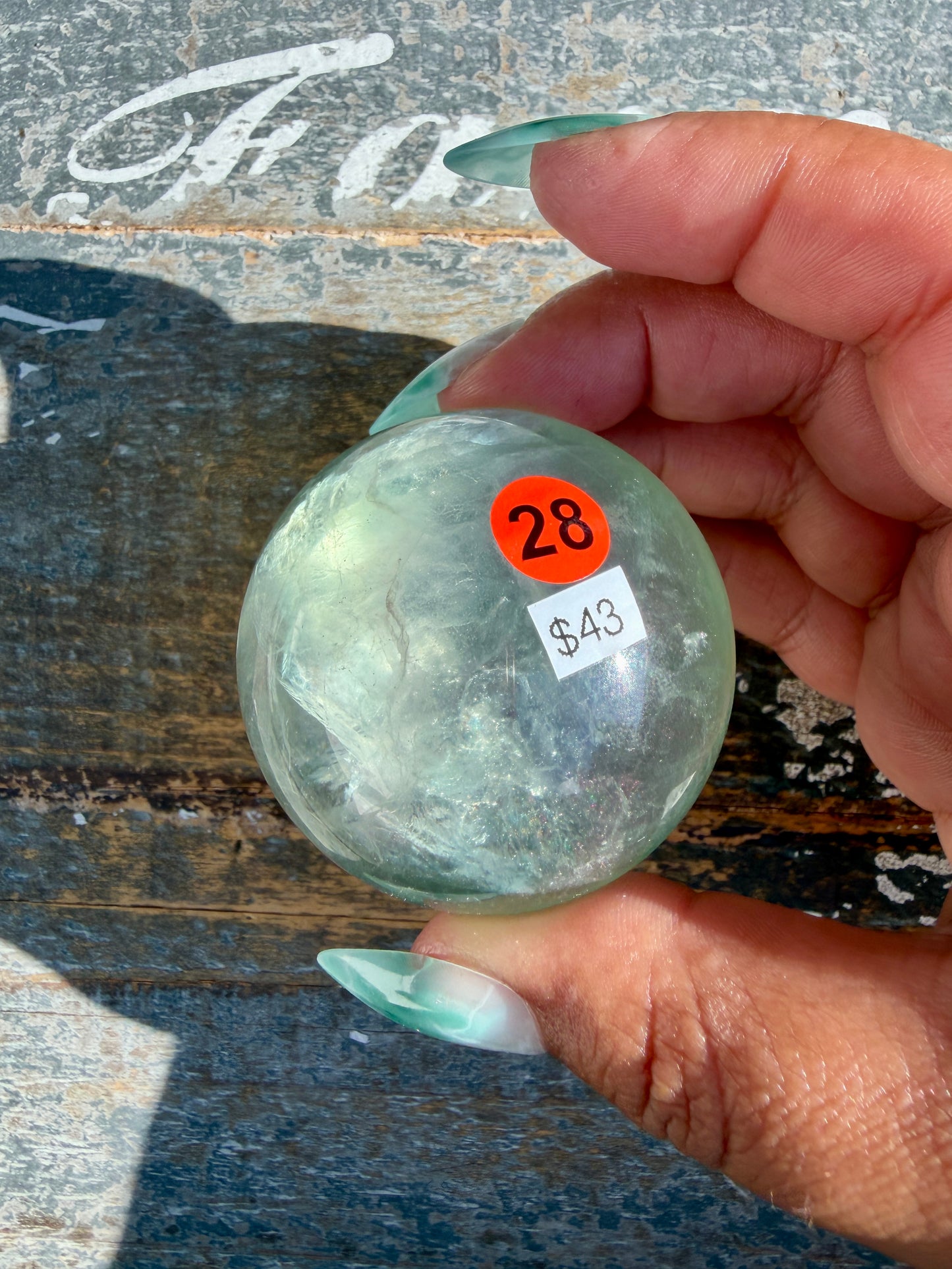 Gorgeous Stormy Water Fluorite Sphere | Opt 28
