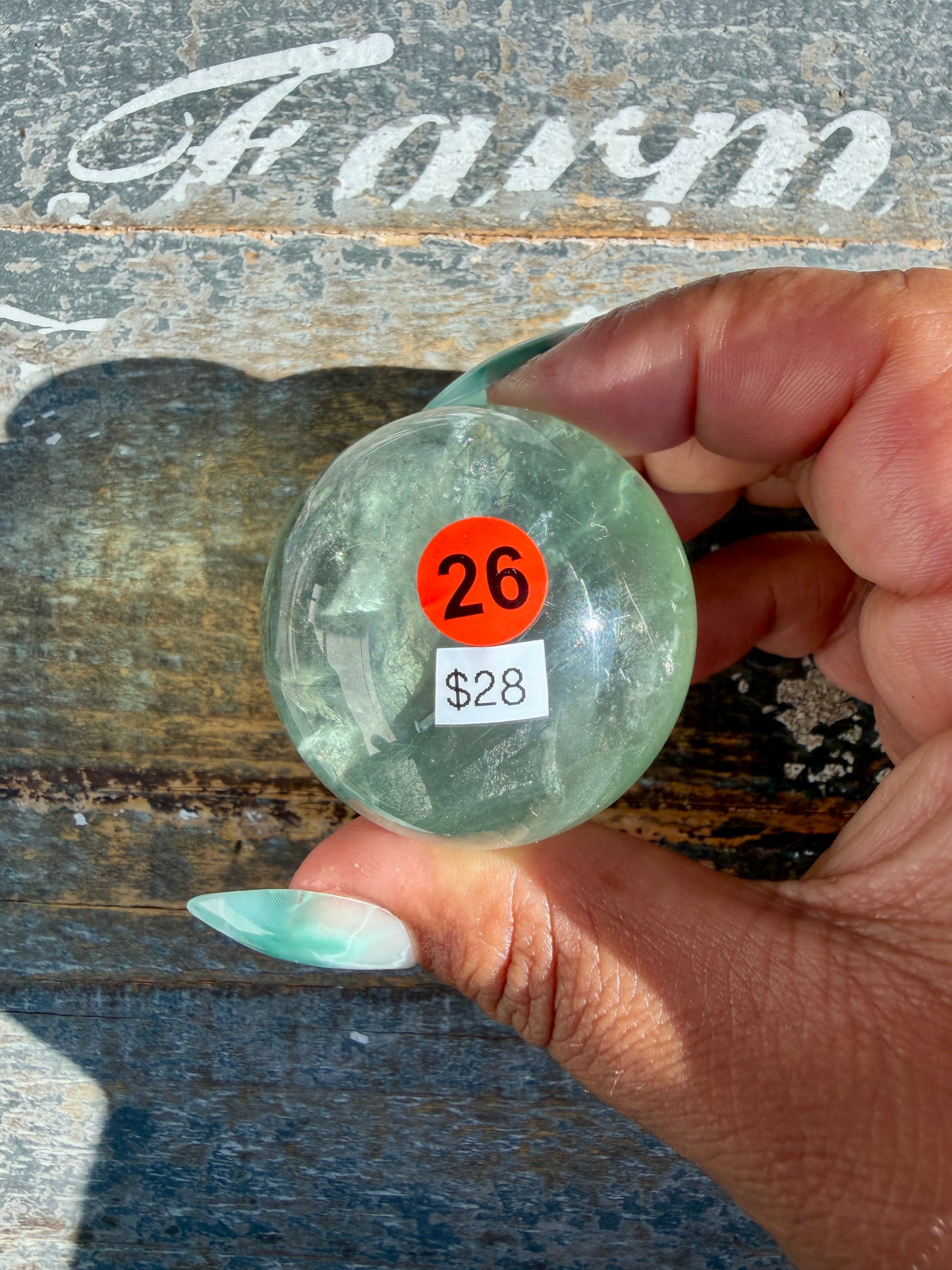 Gorgeous Stormy Water Fluorite Sphere | Opt 26