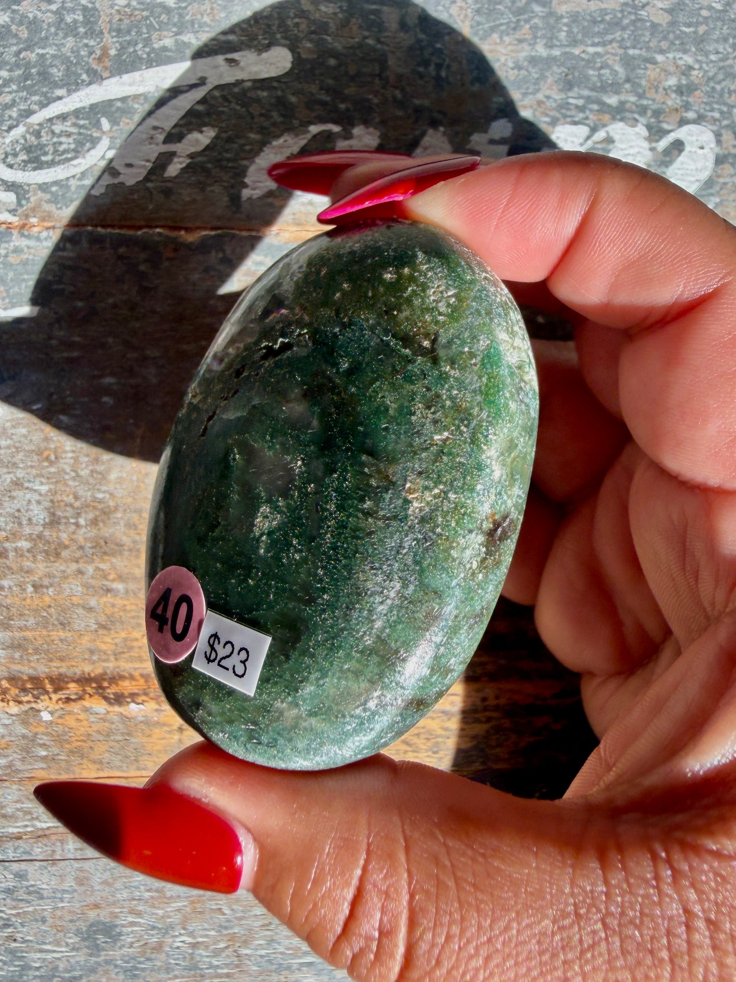 Gorgeous Optical Calcite + Moss Agate Combo Mineral Palm Stone | India | Opt 40