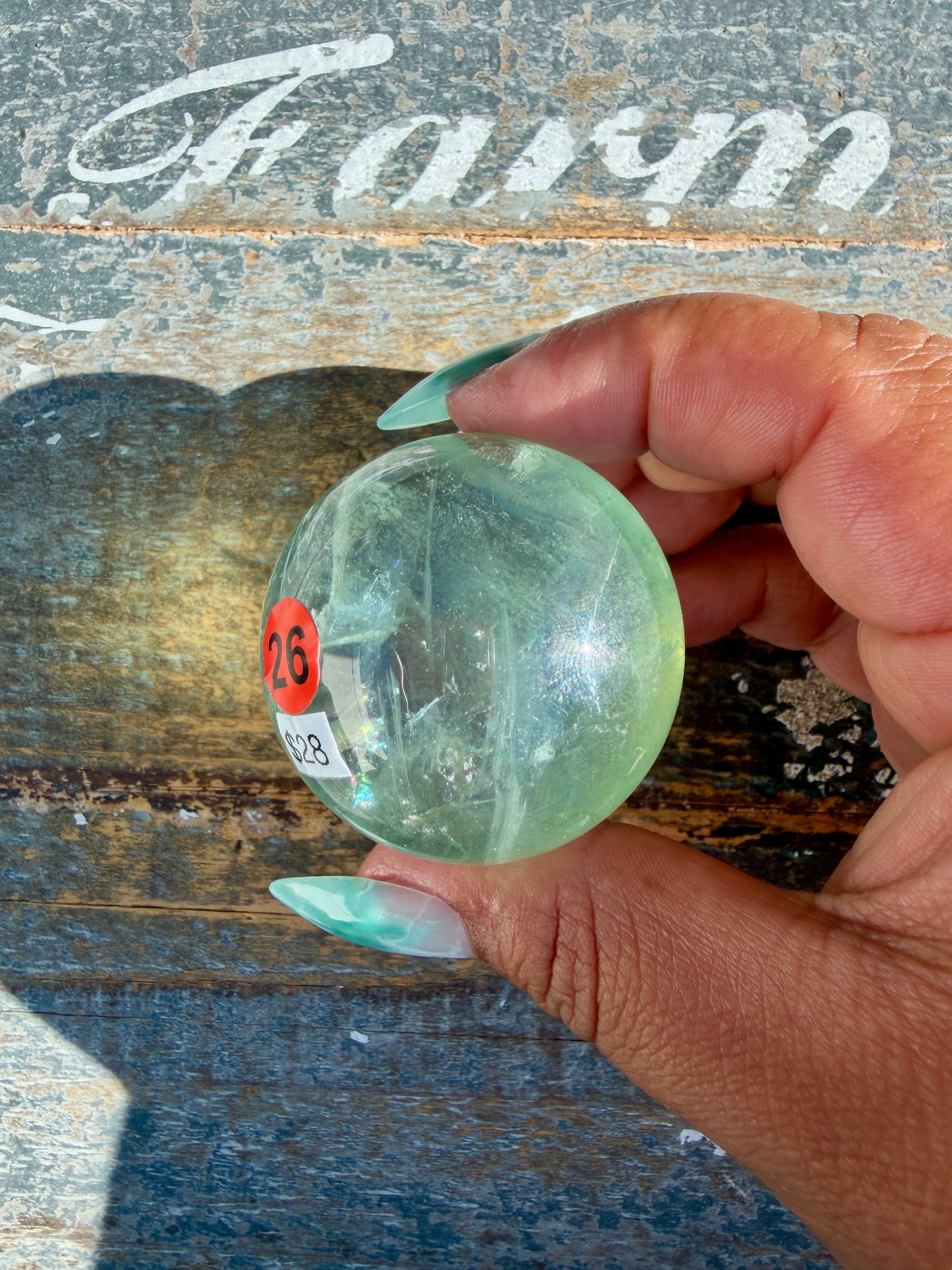 Gorgeous Stormy Water Fluorite Sphere | Opt 26