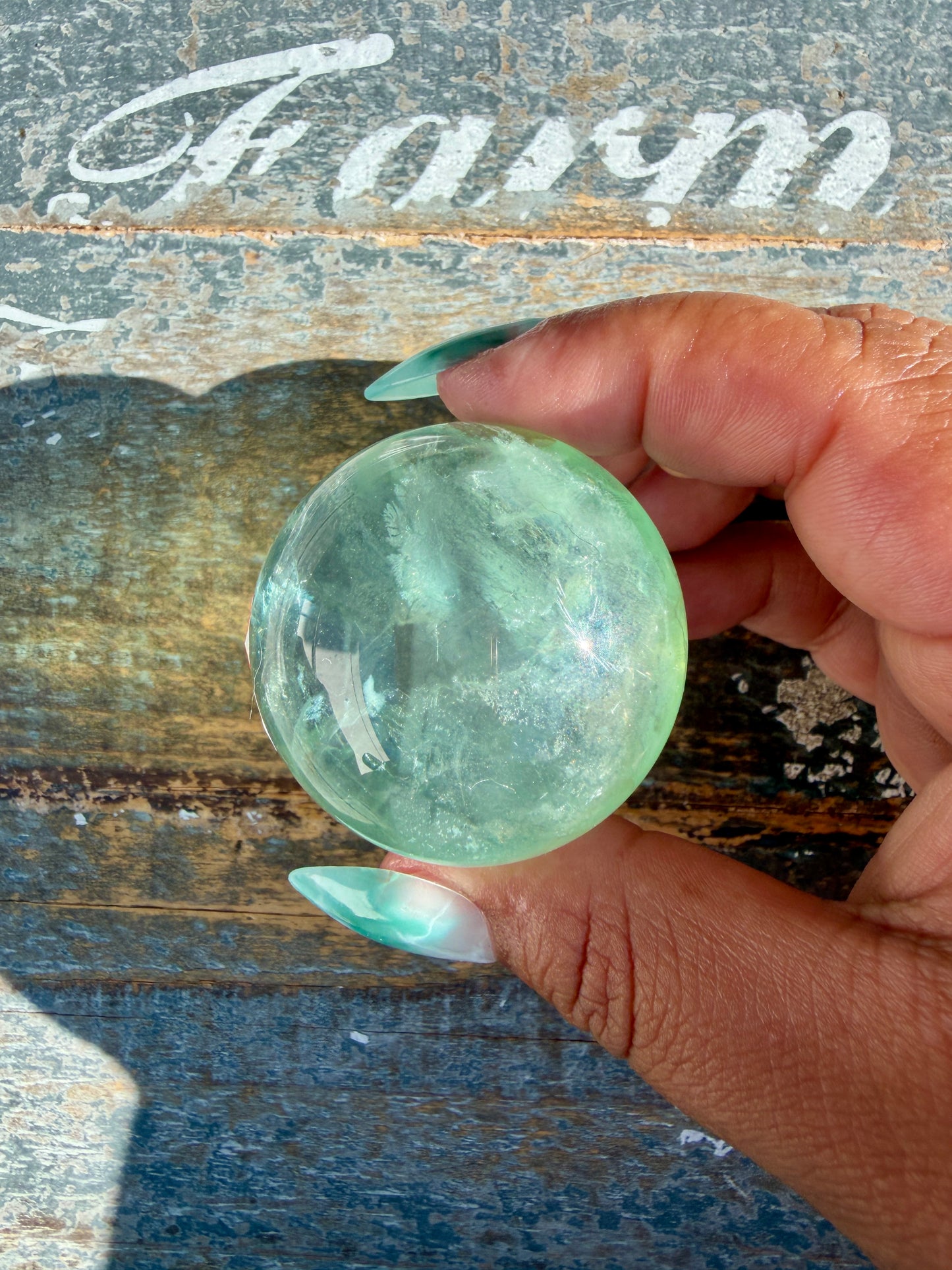 Gorgeous Stormy Water Fluorite Sphere | Opt 26