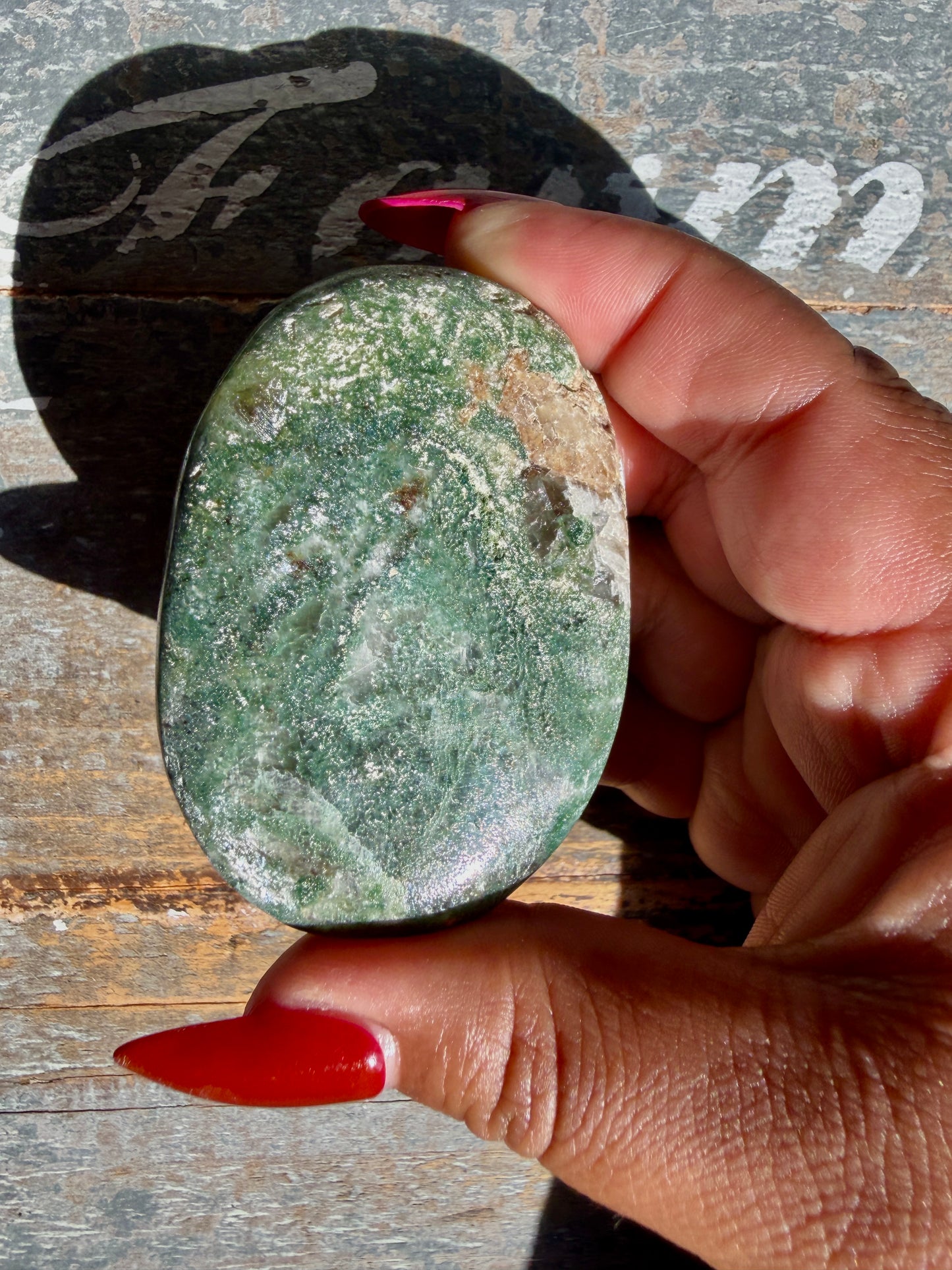 Gorgeous Optical Calcite + Moss Agate Combo Mineral Palm Stone | India | Opt 40