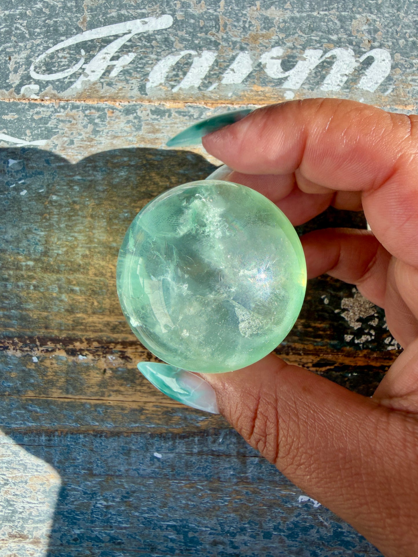 Gorgeous Stormy Water Fluorite Sphere | Opt 26