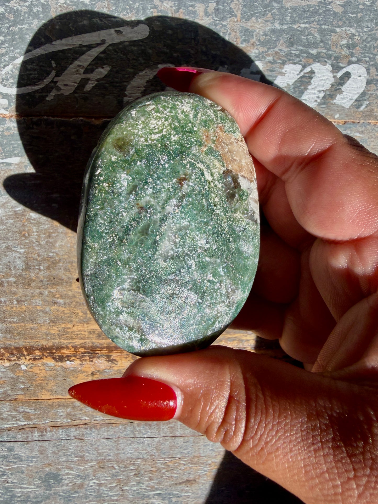 Gorgeous Optical Calcite + Moss Agate Combo Mineral Palm Stone | India | Opt 40