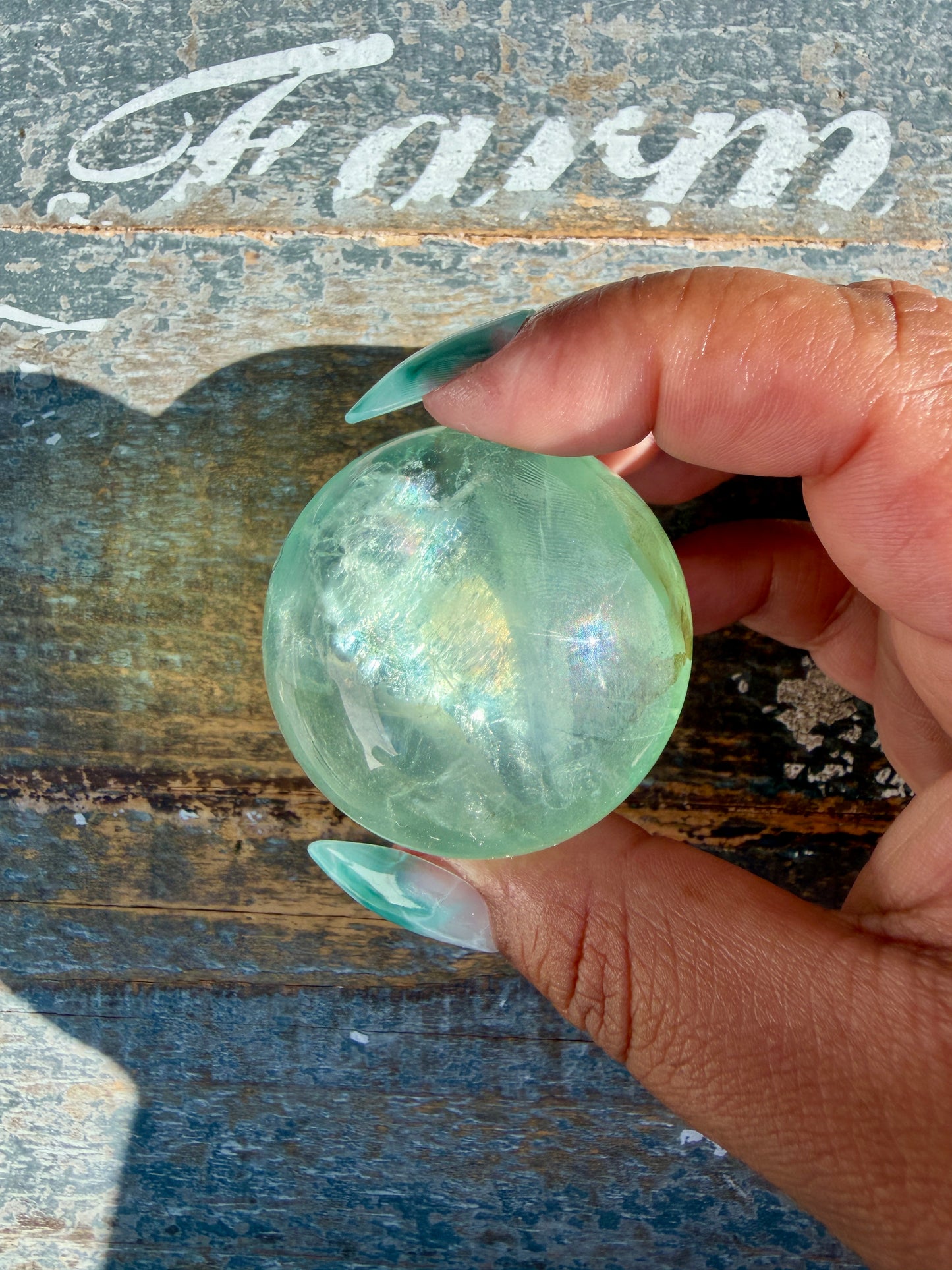 Gorgeous Stormy Water Fluorite Sphere | Opt 26
