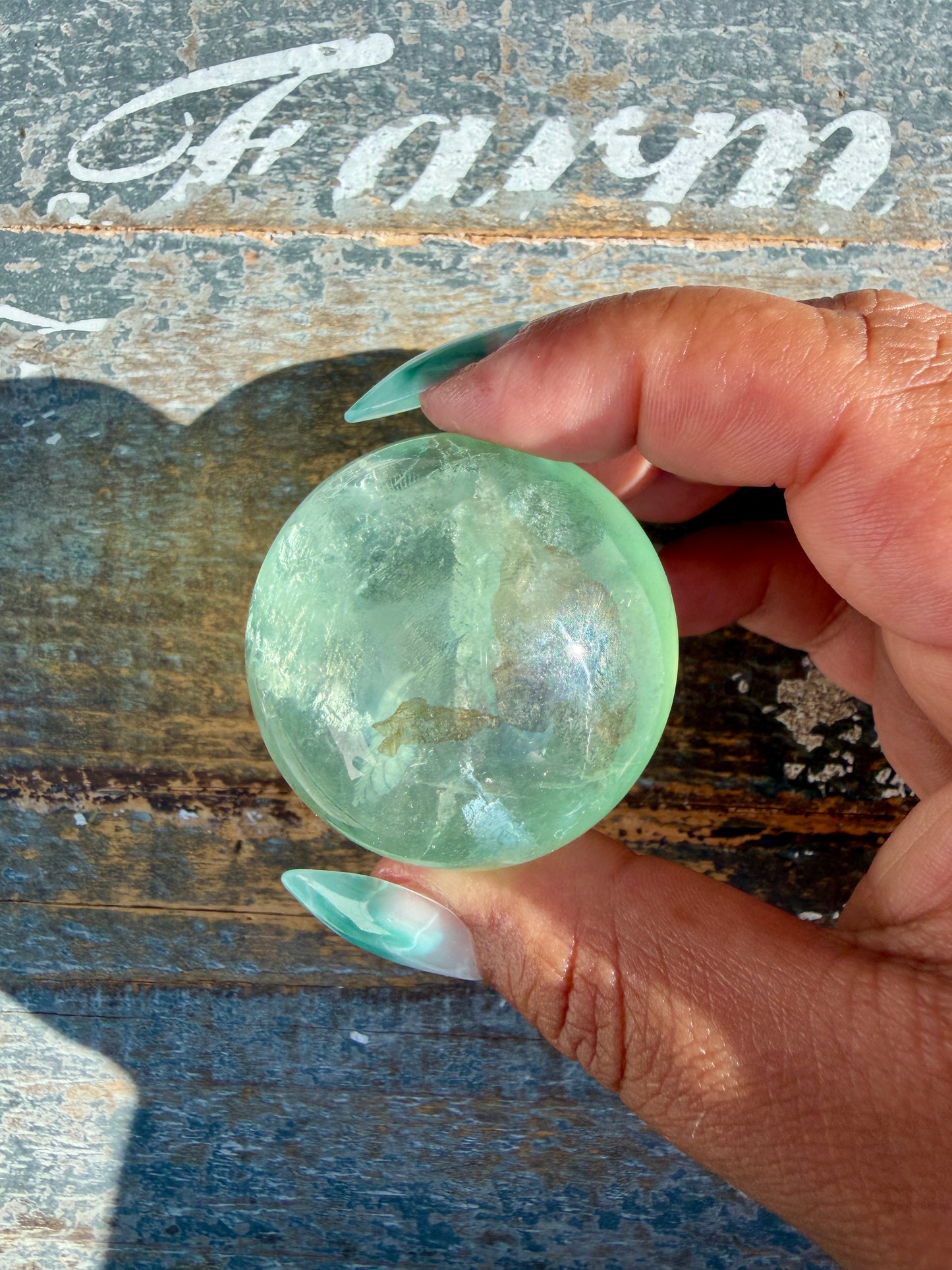 Gorgeous Stormy Water Fluorite Sphere | Opt 26