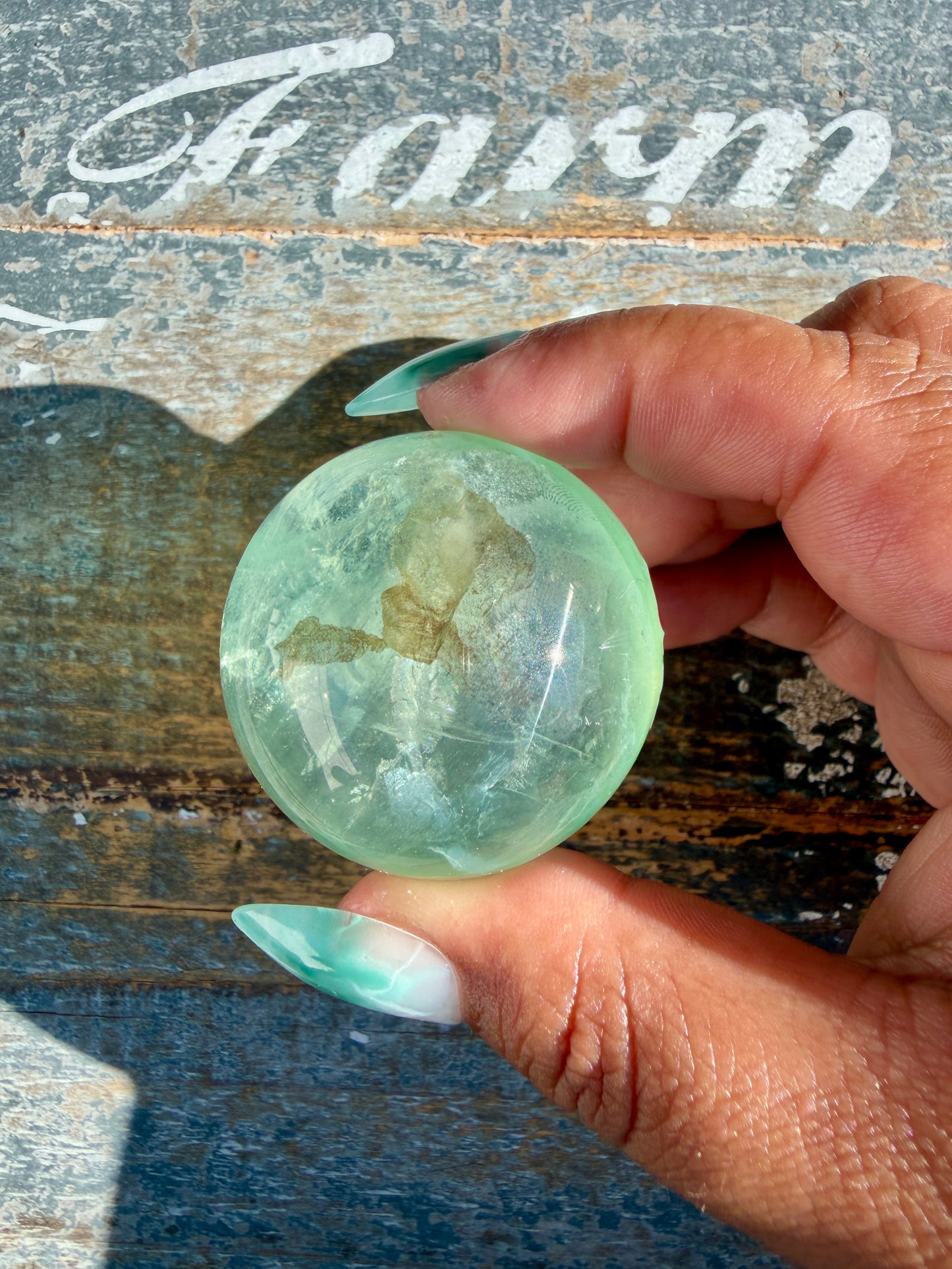 Gorgeous Stormy Water Fluorite Sphere | Opt 26
