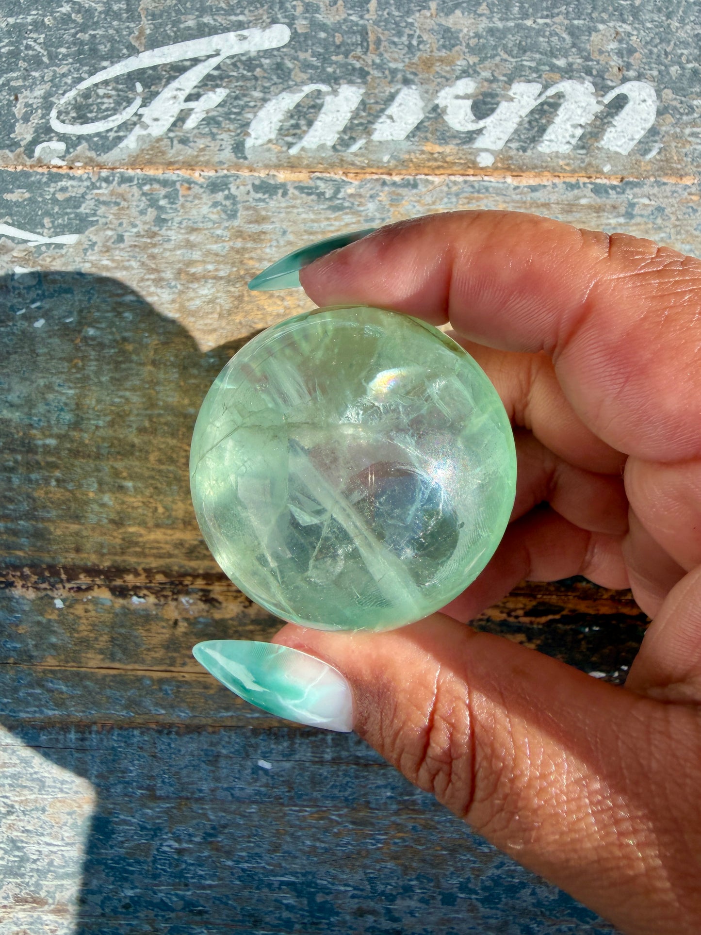Gorgeous Stormy Water Fluorite Sphere | Opt 26