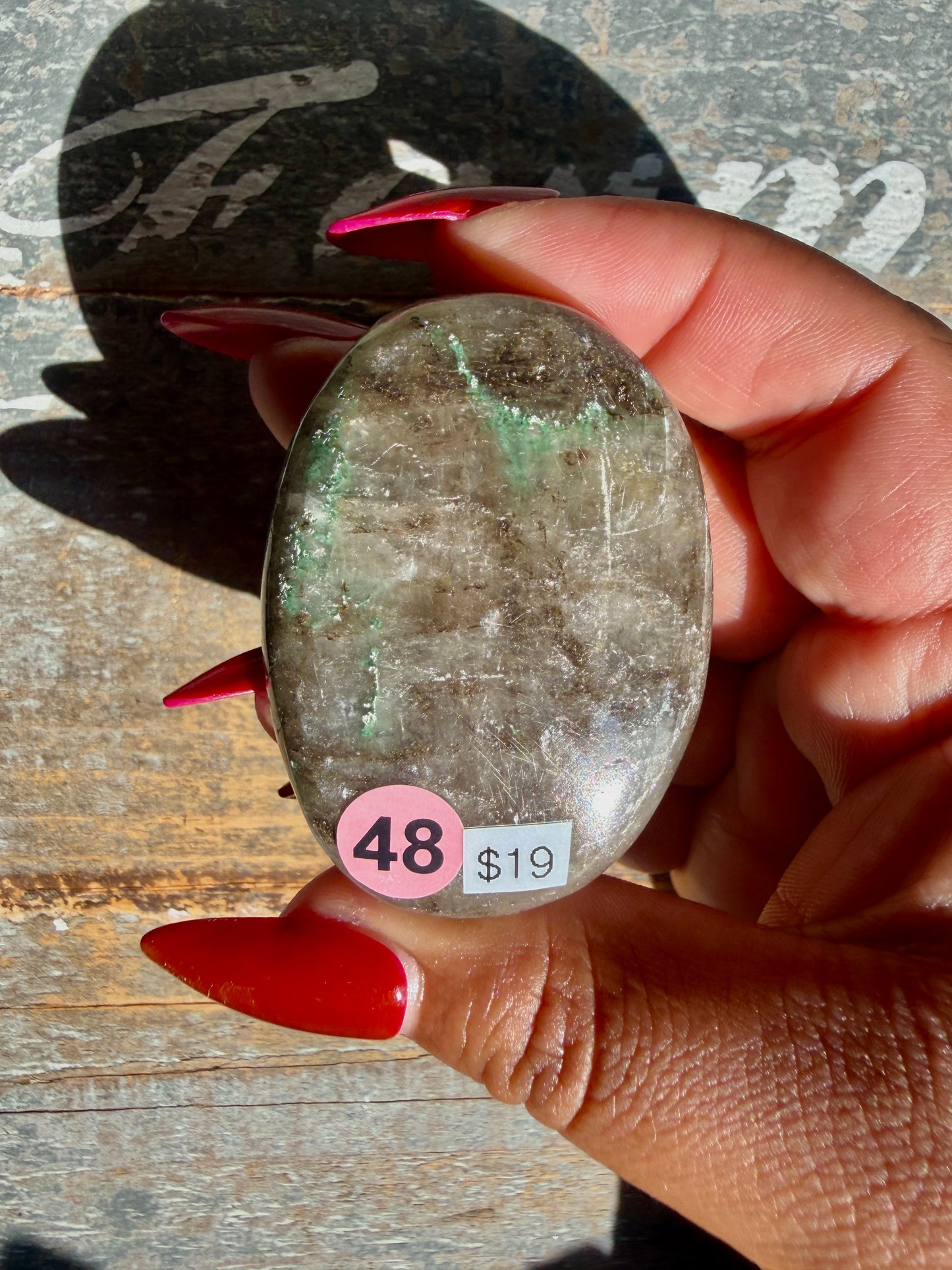 Gorgeous Optical Calcite + Moss Agate Combo Mineral Palm Stone | India | Opt 48