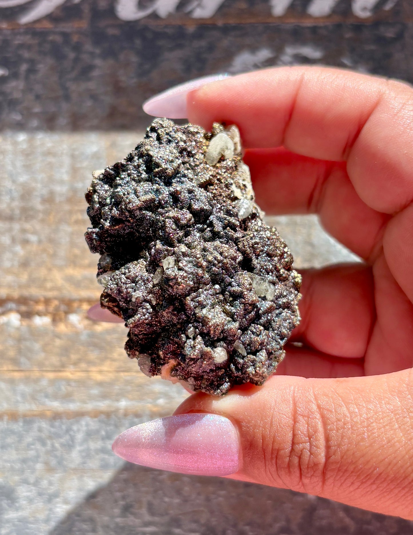 Gorgeous Dog Tooth Calcite with Rainbow Pyrite