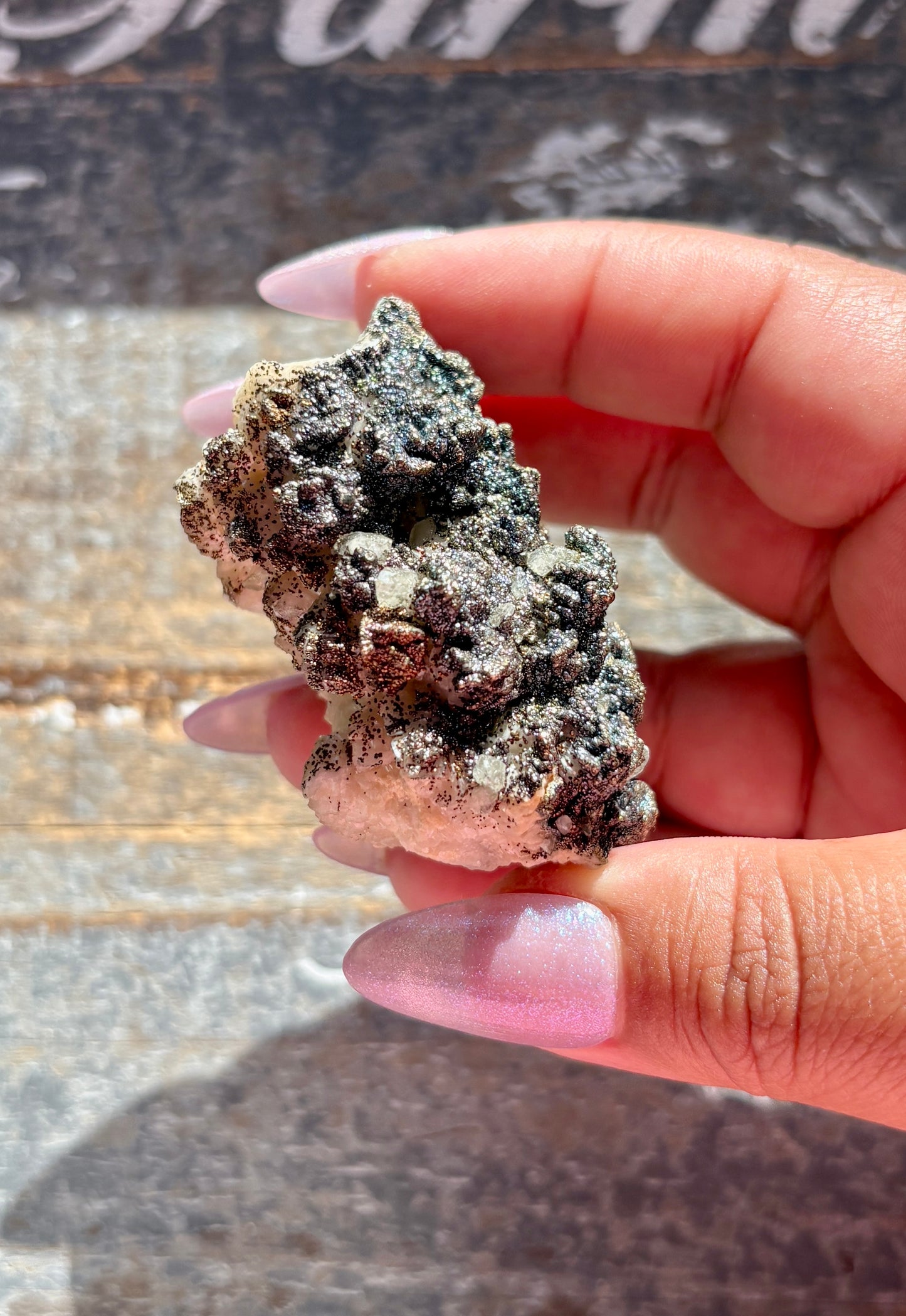 Gorgeous Dog Tooth Calcite with Rainbow Pyrite