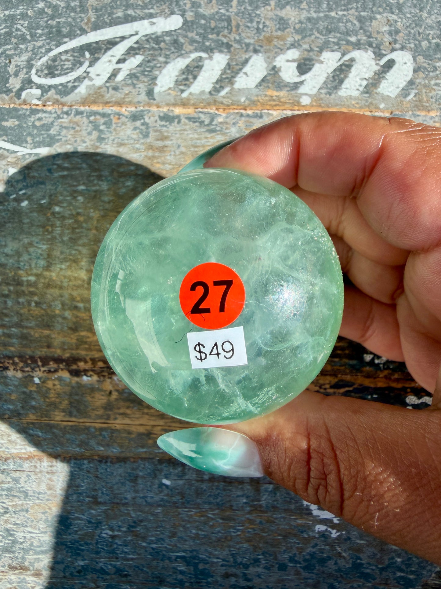 Gorgeous Stormy Water Fluorite Sphere | Opt 27