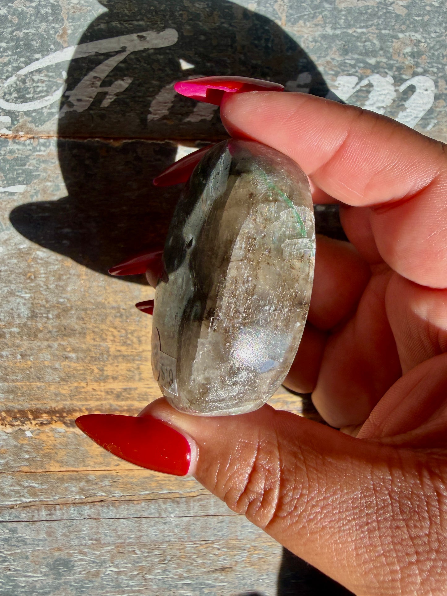 Gorgeous Optical Calcite + Moss Agate Combo Mineral Palm Stone | India | Opt 48