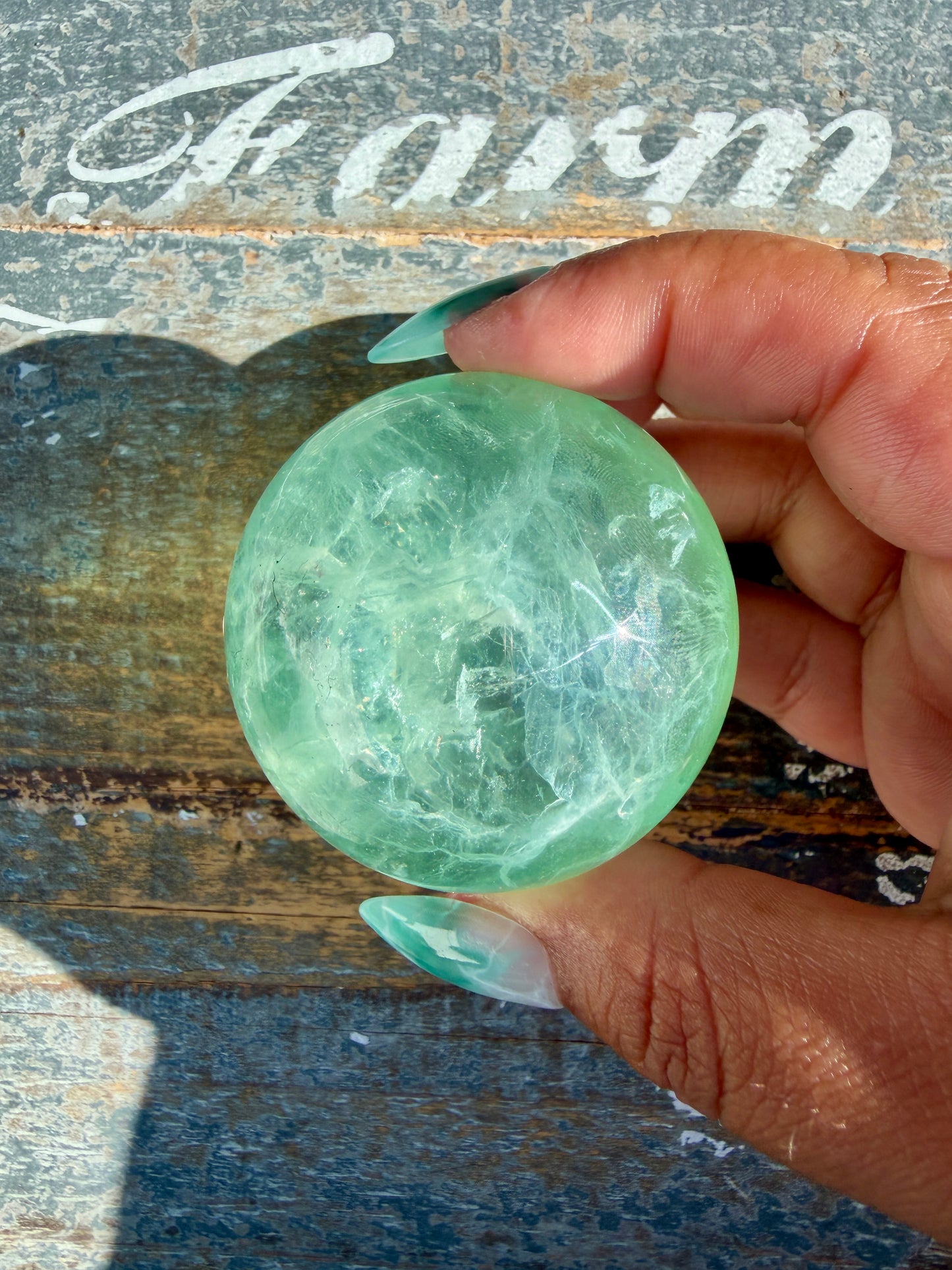 Gorgeous Stormy Water Fluorite Sphere | Opt 27