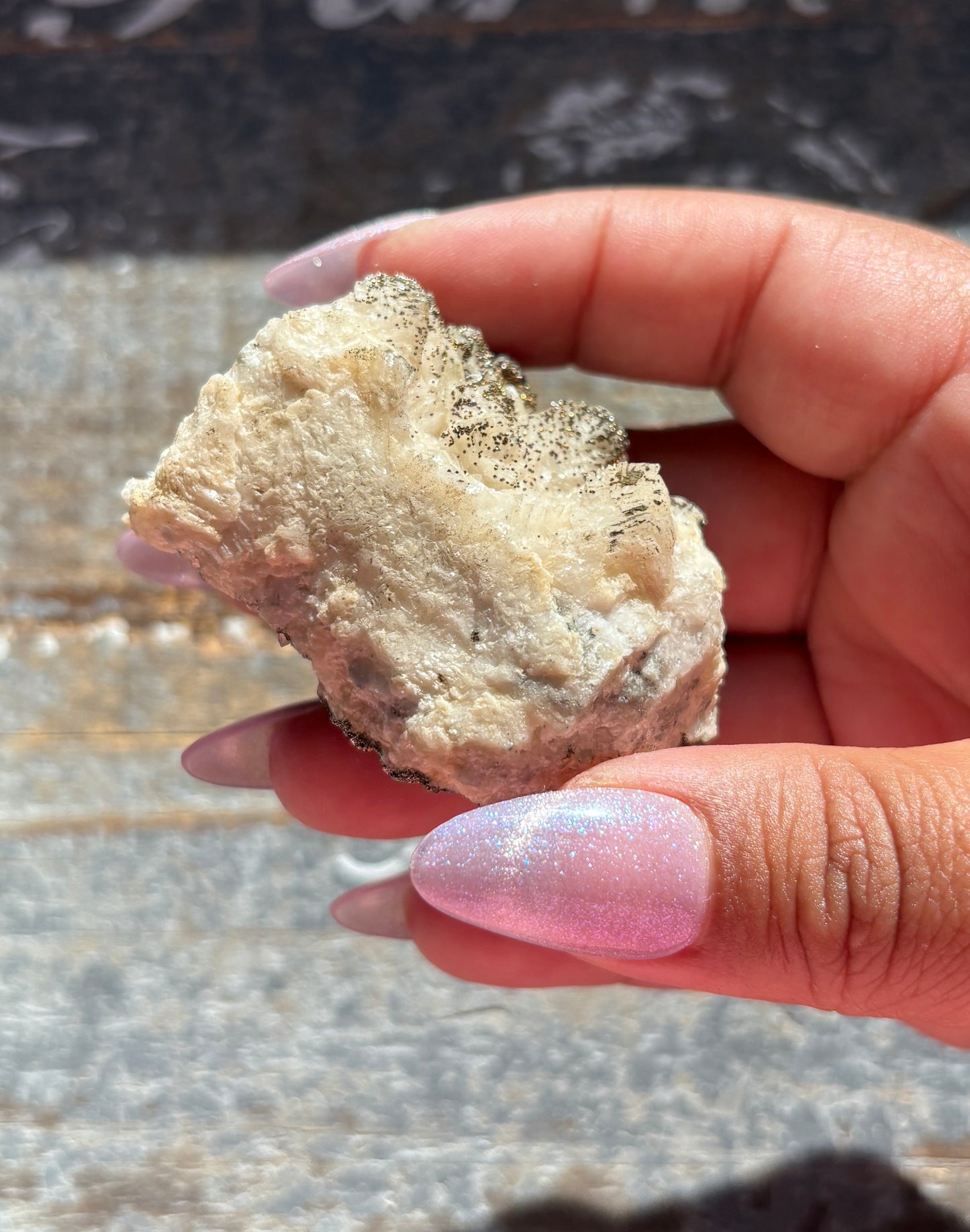 Gorgeous Dog Tooth Calcite with Rainbow Pyrite