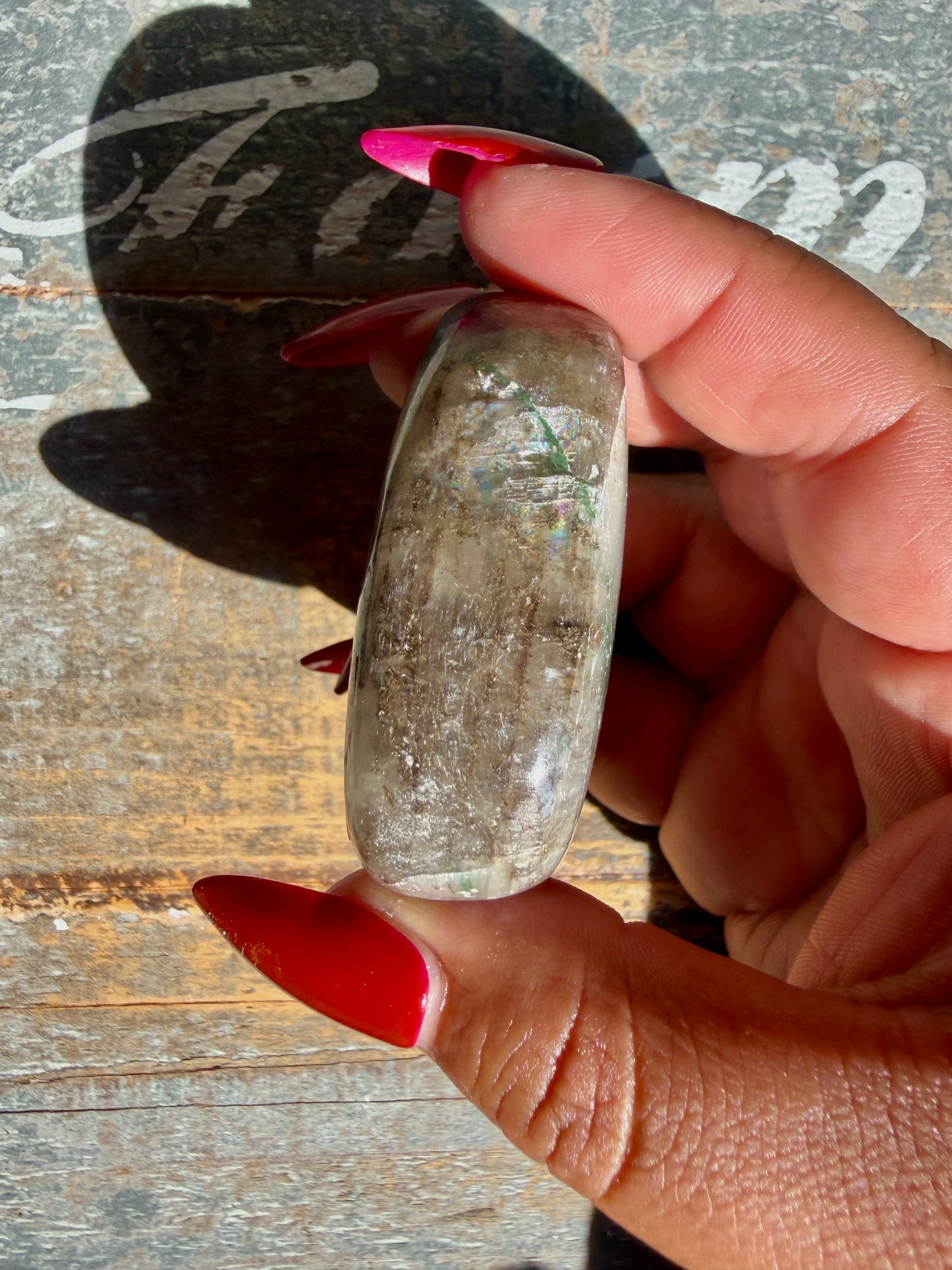 Gorgeous Optical Calcite + Moss Agate Combo Mineral Palm Stone | India | Opt 48
