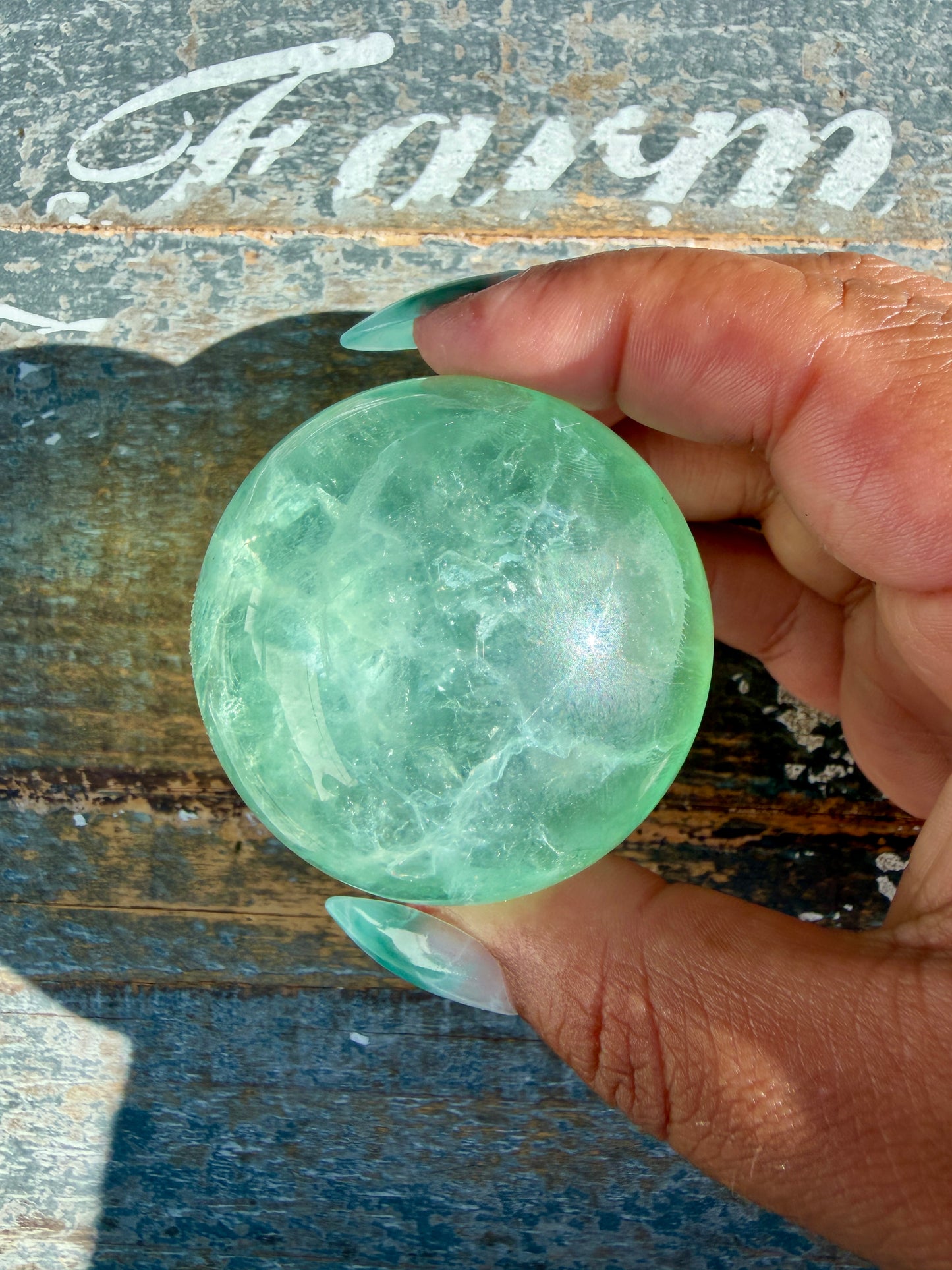 Gorgeous Stormy Water Fluorite Sphere | Opt 27
