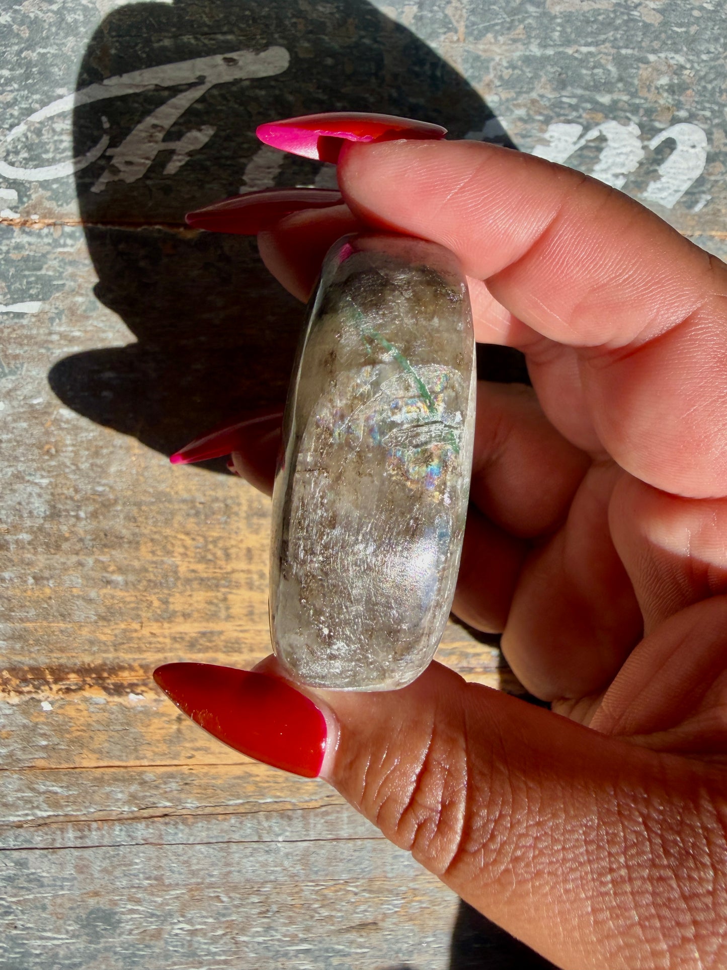 Gorgeous Optical Calcite + Moss Agate Combo Mineral Palm Stone | India | Opt 48