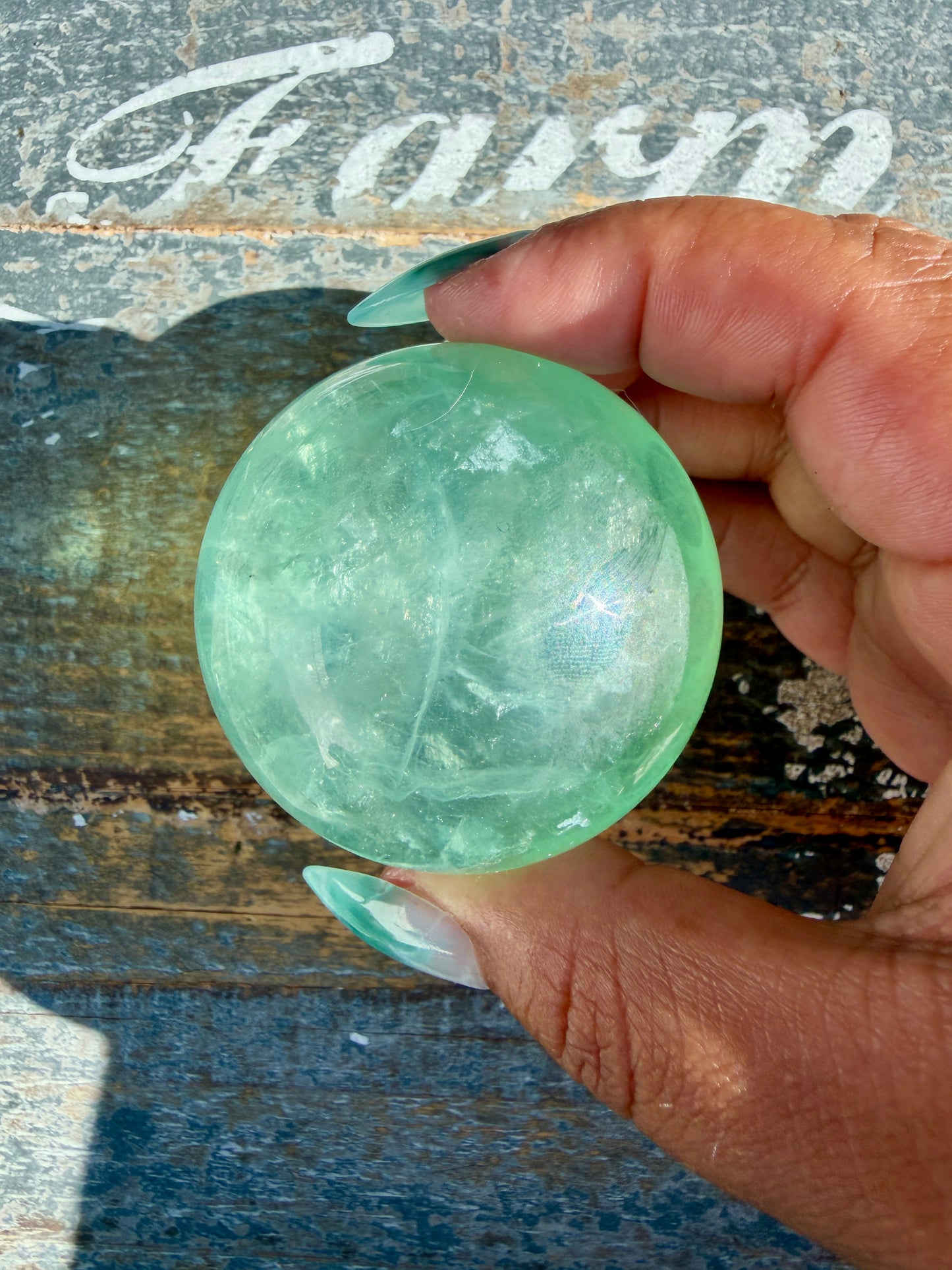 Gorgeous Stormy Water Fluorite Sphere | Opt 27