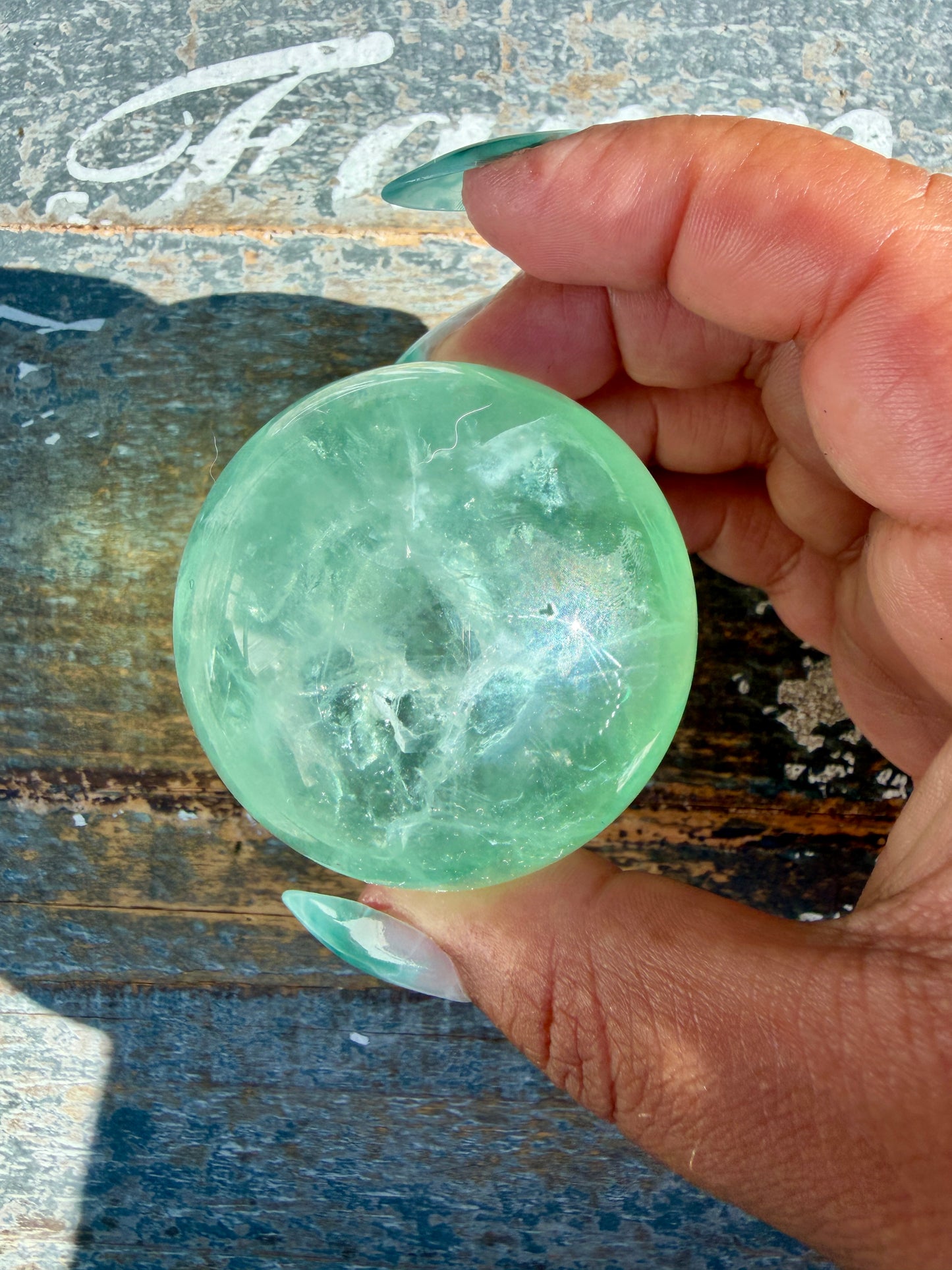 Gorgeous Stormy Water Fluorite Sphere | Opt 27