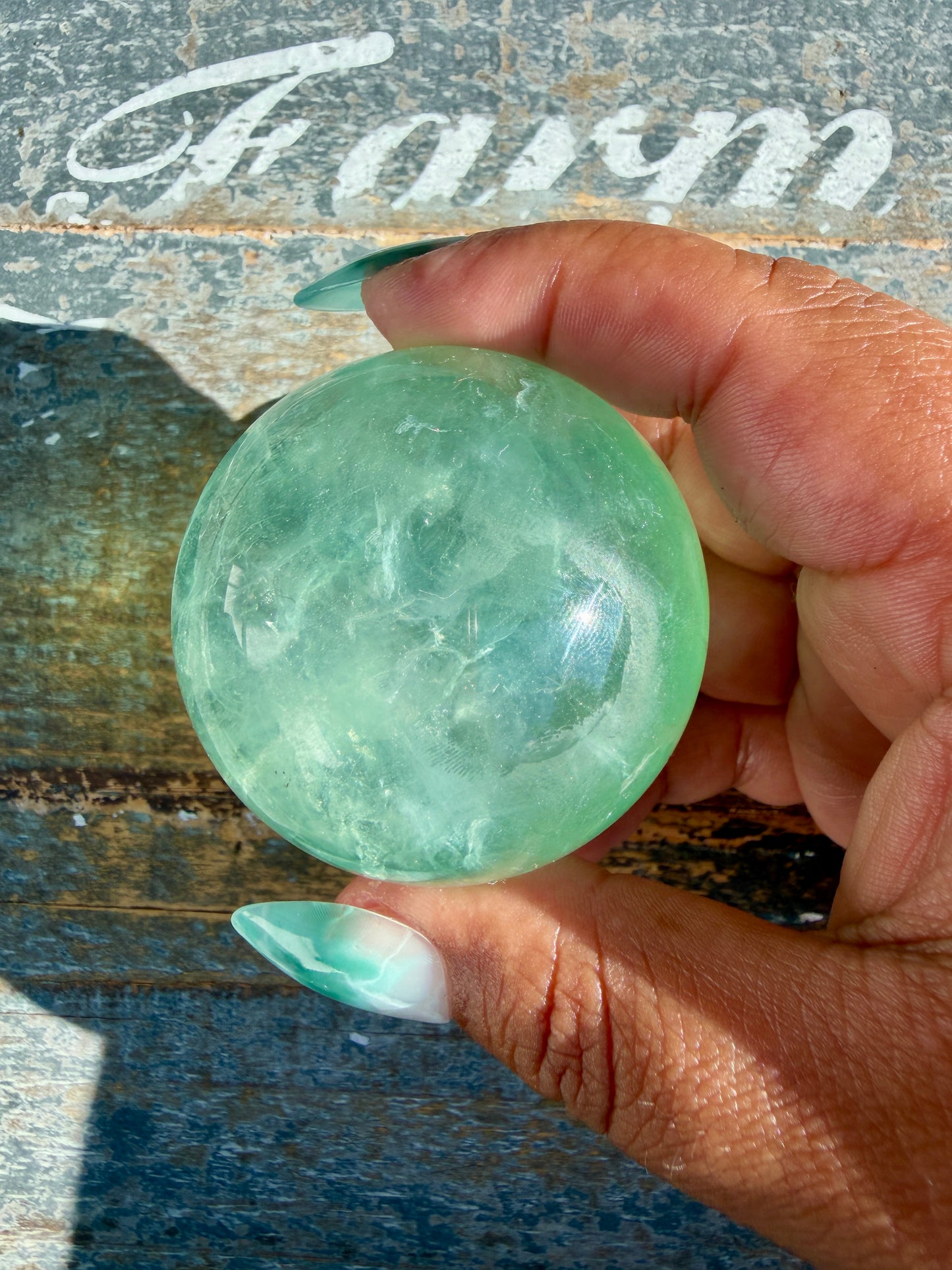 Gorgeous Stormy Water Fluorite Sphere | Opt 27