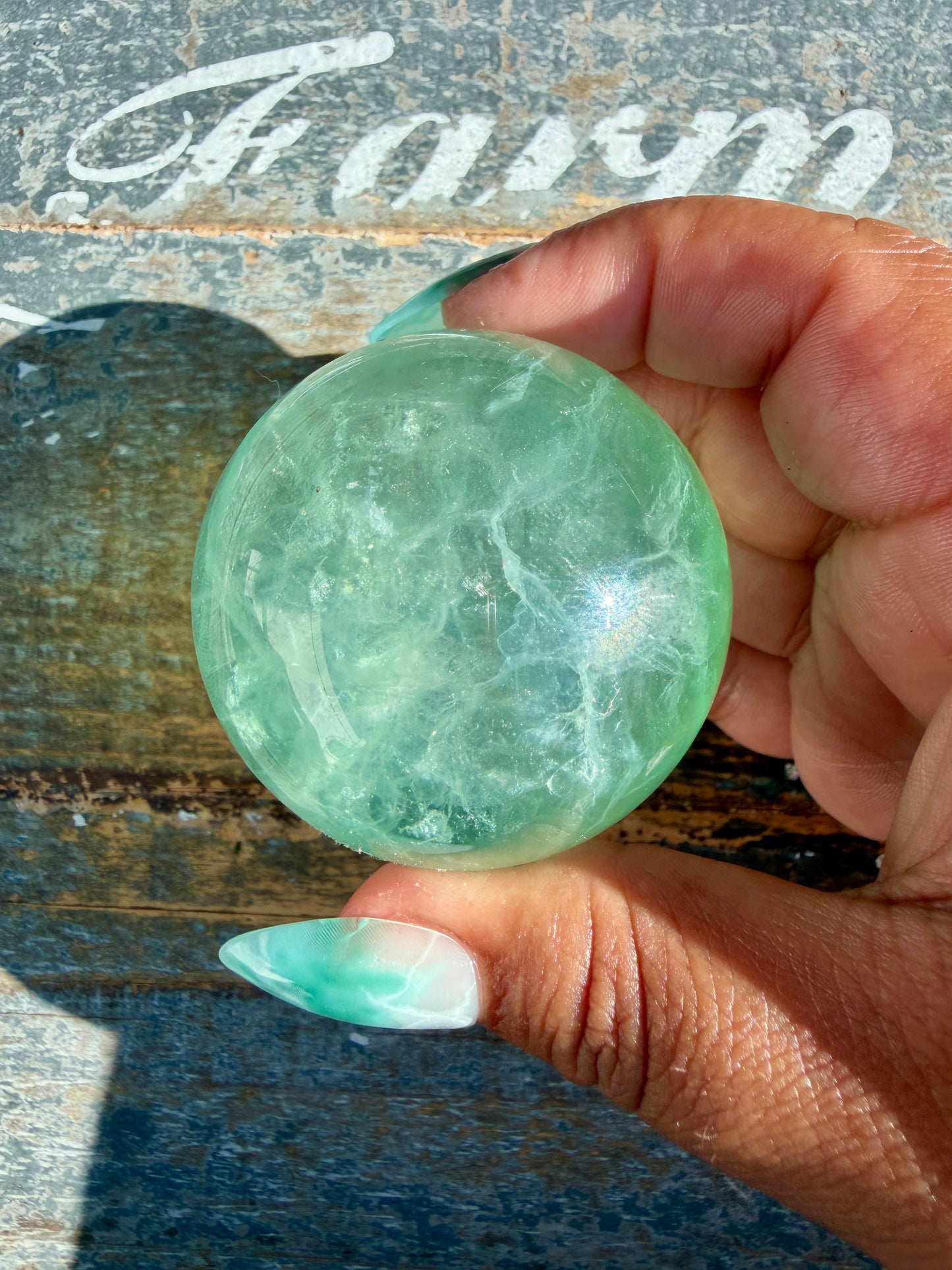 Gorgeous Stormy Water Fluorite Sphere | Opt 27