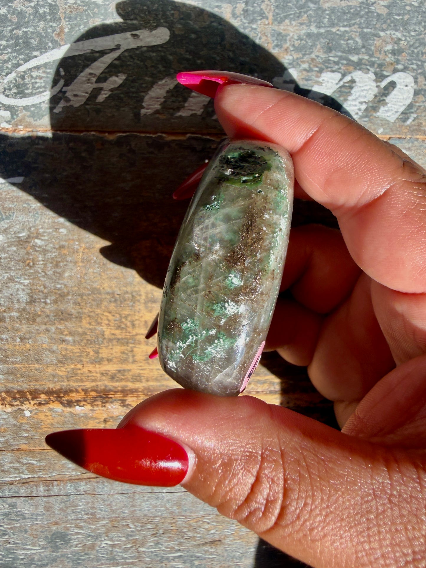 Gorgeous Optical Calcite + Moss Agate Combo Mineral Palm Stone | India | Opt 48