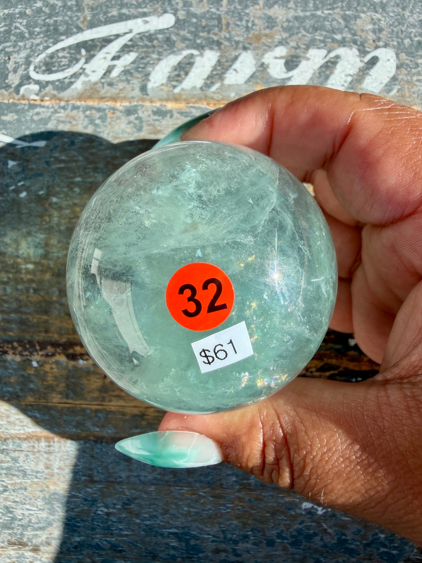 Gorgeous Stormy Water Fluorite Sphere | Opt 32