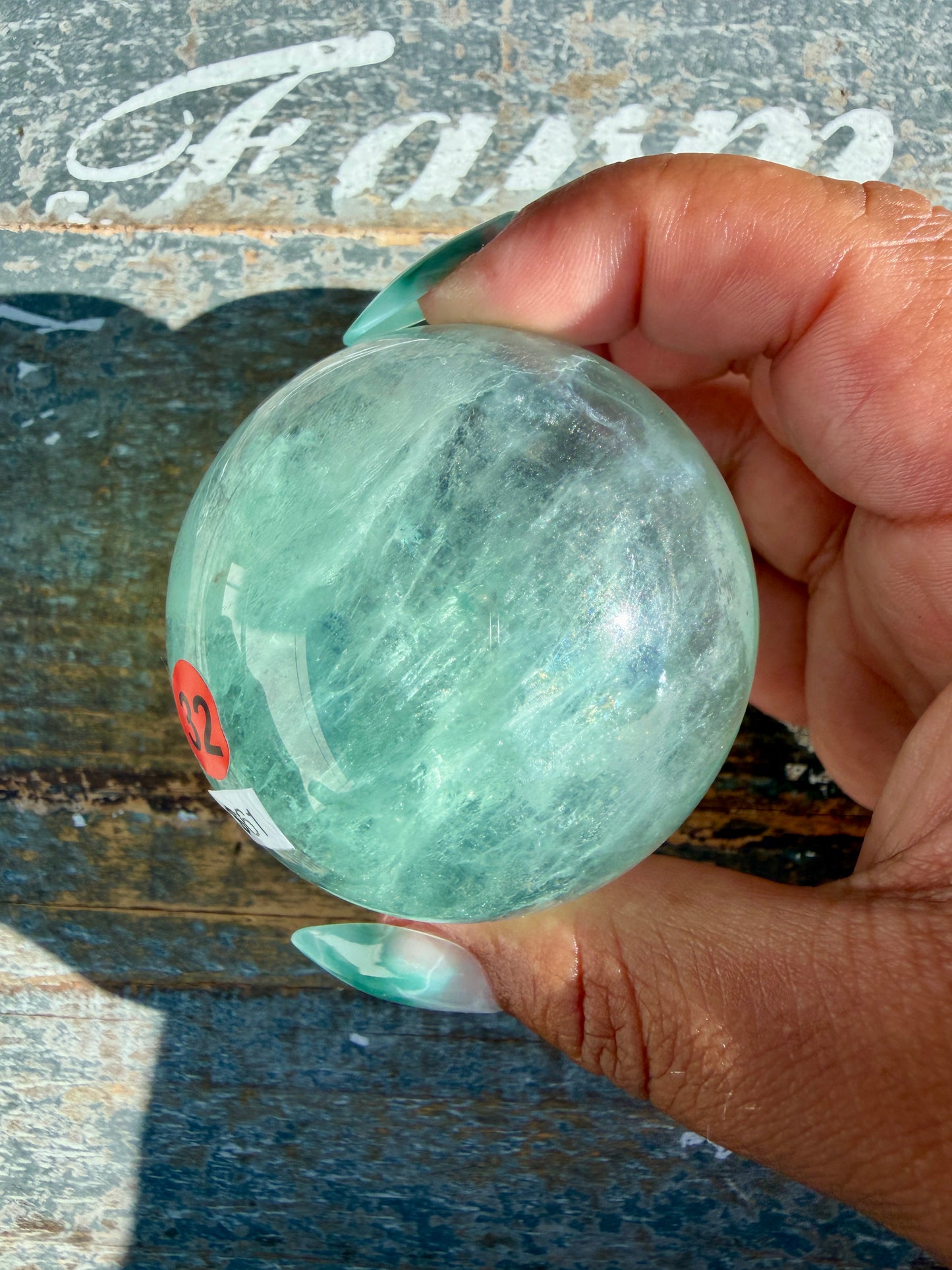 Gorgeous Stormy Water Fluorite Sphere | Opt 32