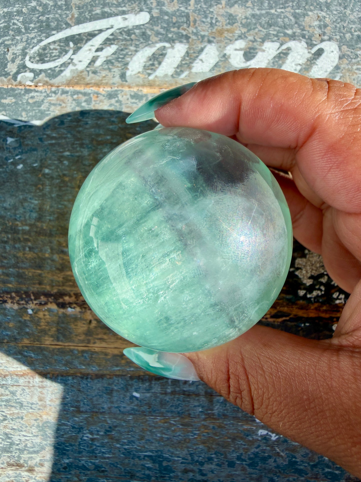 Gorgeous Stormy Water Fluorite Sphere | Opt 32