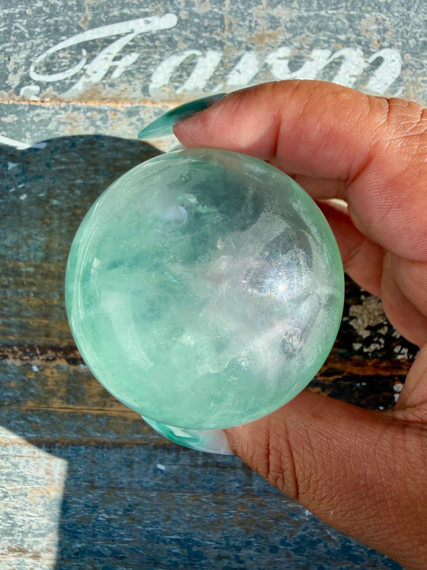 Gorgeous Stormy Water Fluorite Sphere | Opt 32